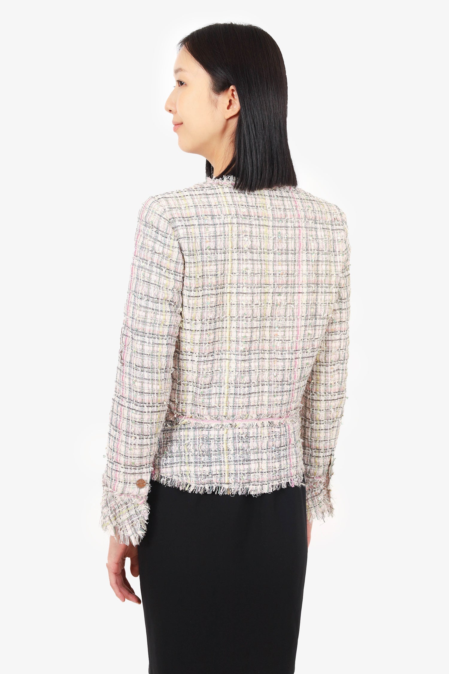 Chanel™ 2005 Green/Pink Tweed Sequin Embellished Jacket Size 40