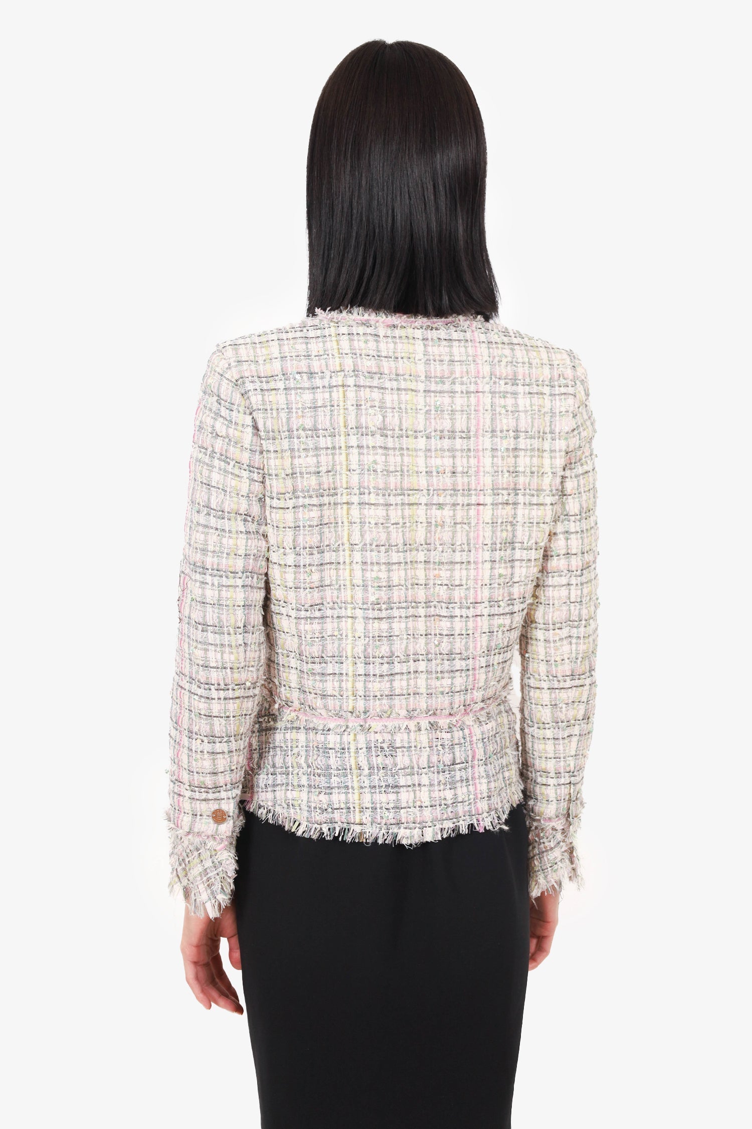 Chanel™ 2005 Green/Pink Tweed Sequin Embellished Jacket Size 40