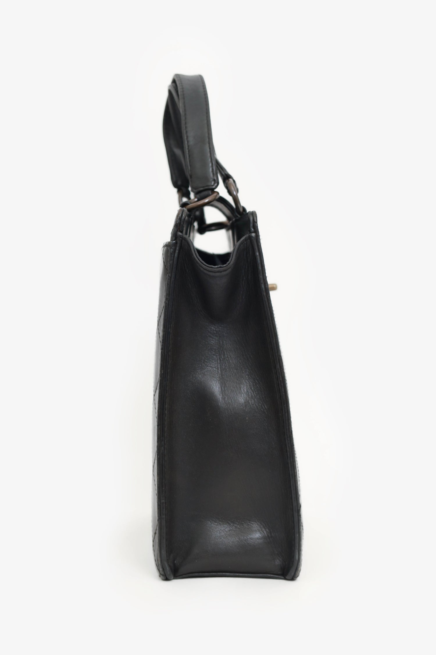 Chanel™ 1996-97 Black Leather Matelasse Coco Mark Tote