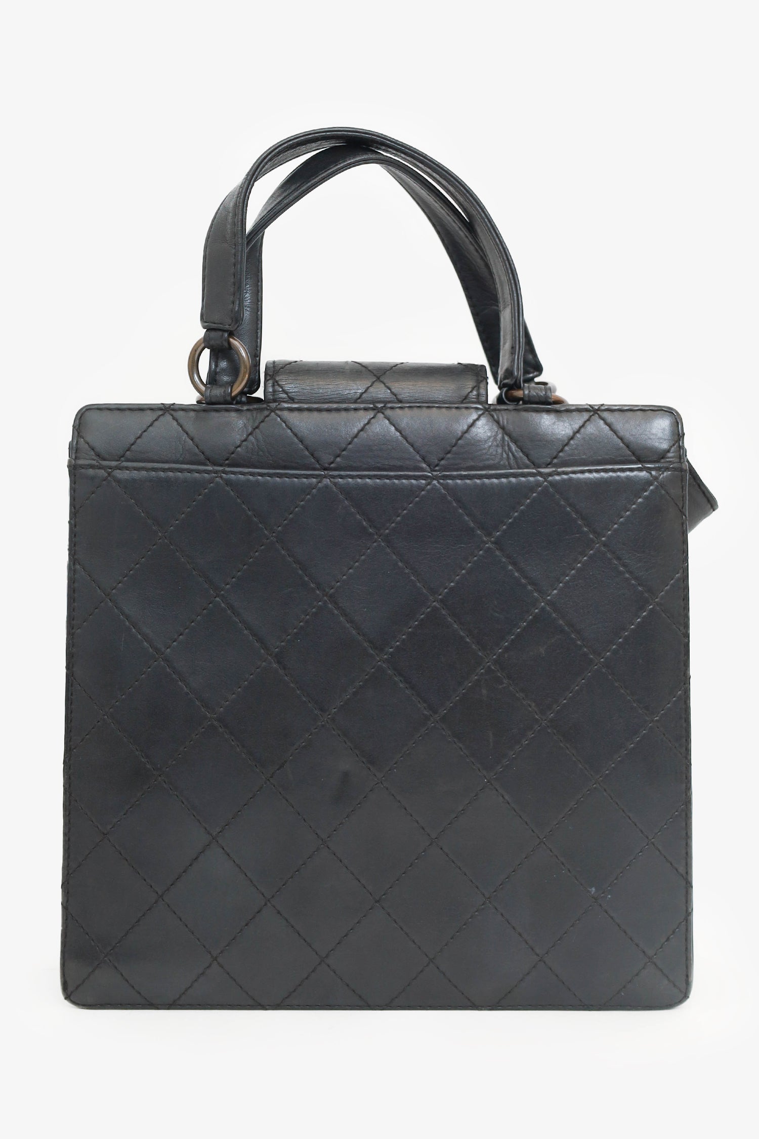 Chanel™ 1996-97 Black Leather Matelasse Coco Mark Tote