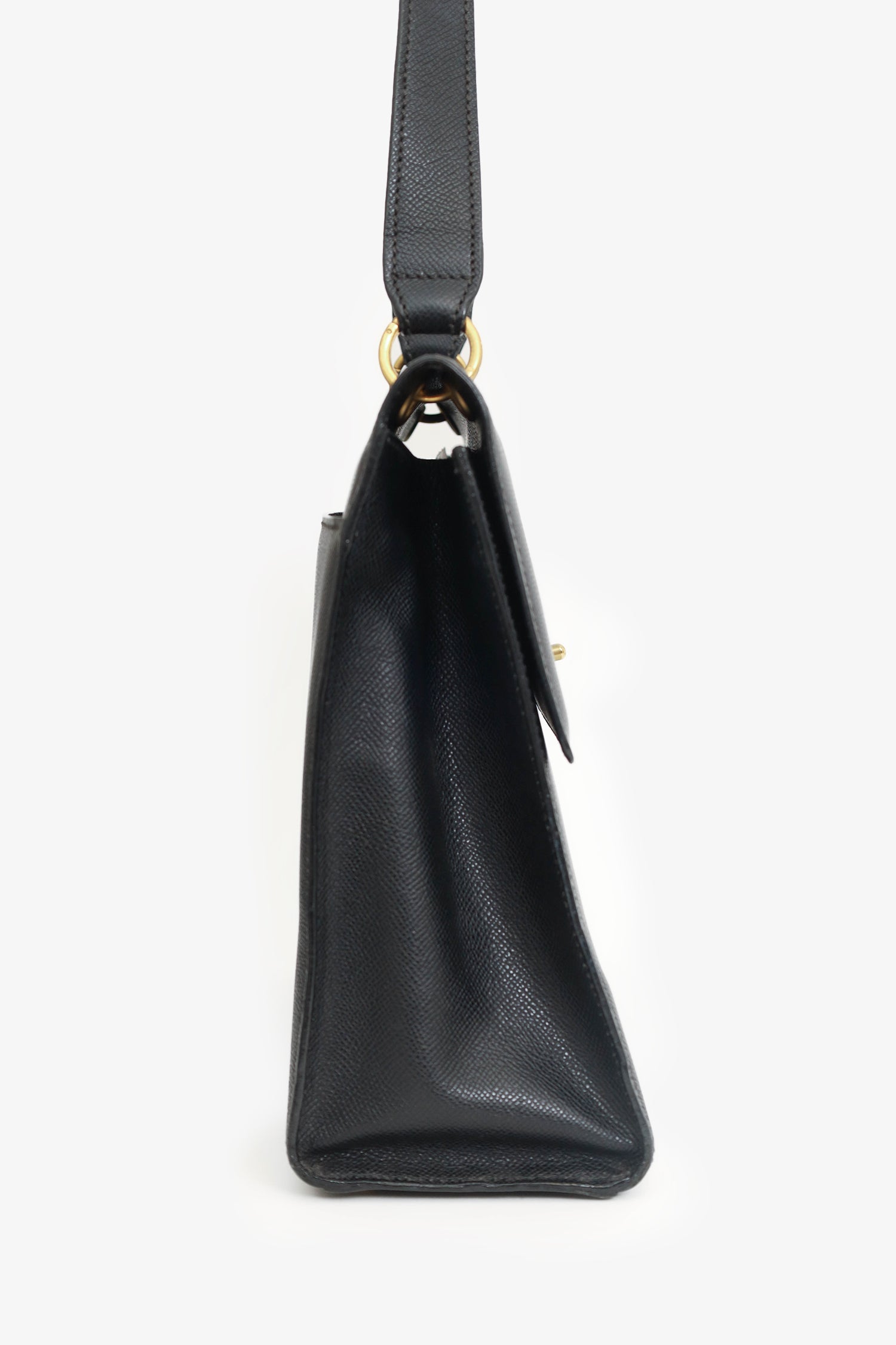 Chanel™ 1997-99 Black Caviar Leather Straight Flap Shoulder Bag
