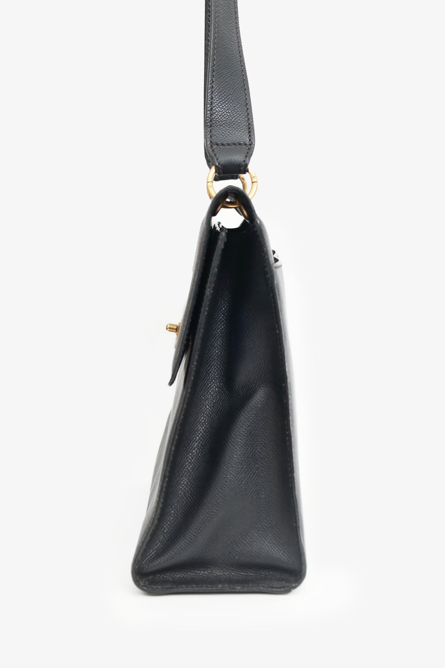 Chanel™ 1997-99 Black Caviar Leather Straight Flap Shoulder Bag