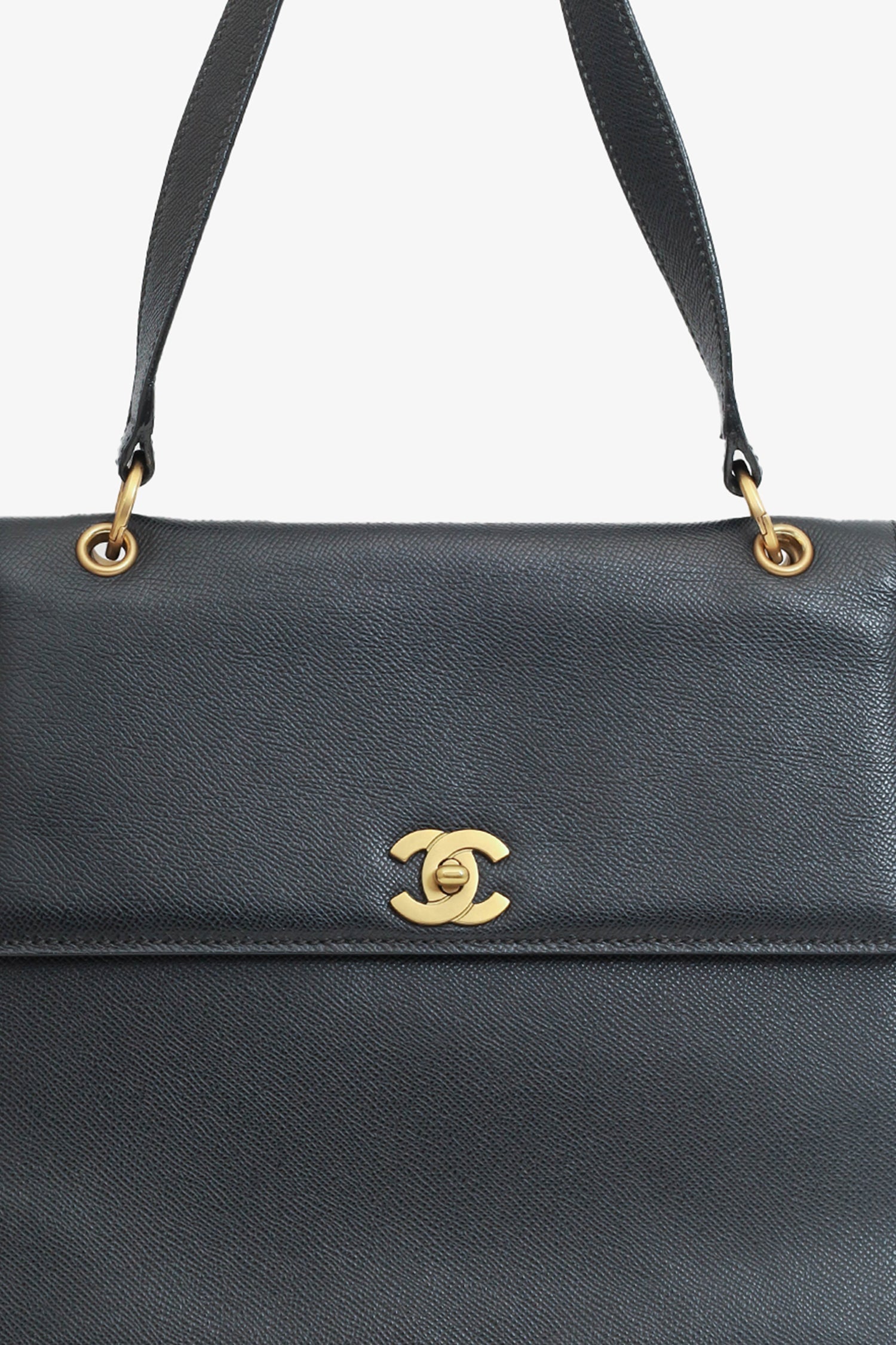 Chanel™ 1997-99 Black Caviar Leather Straight Flap Shoulder Bag