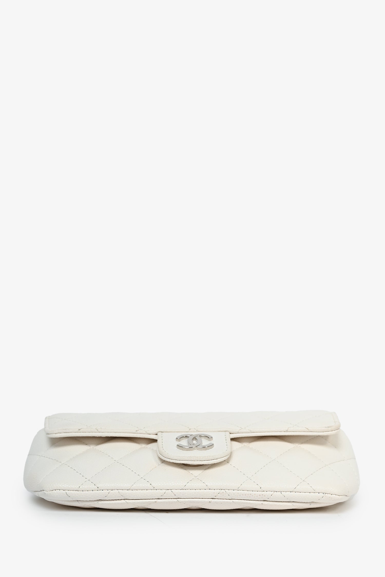 Chanel™ 2021 White Caviar Leather Sunglass Case with Chain