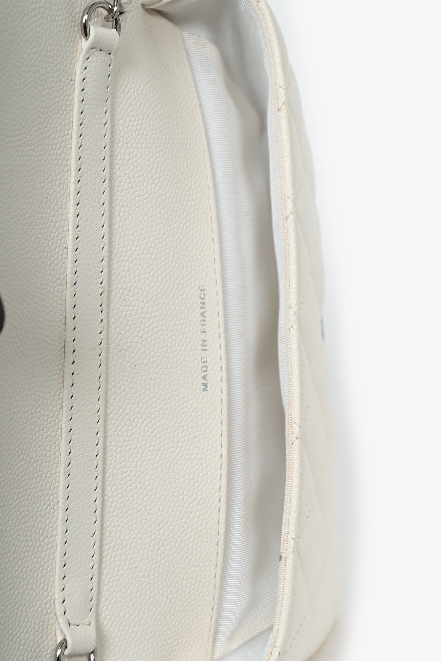Chanel™ 2021 White Caviar Leather Sunglass Case with Chain