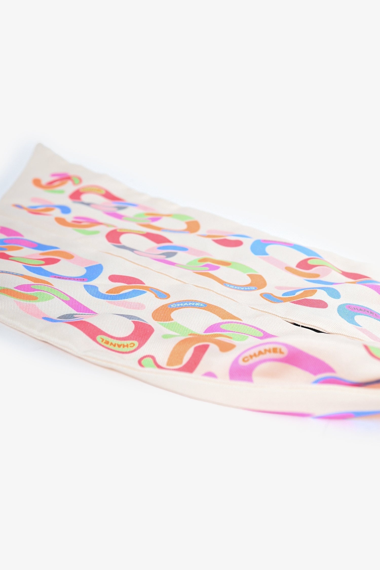 Chanel™ Cream/Multicolour Printed Scrunchie + Scarf Set