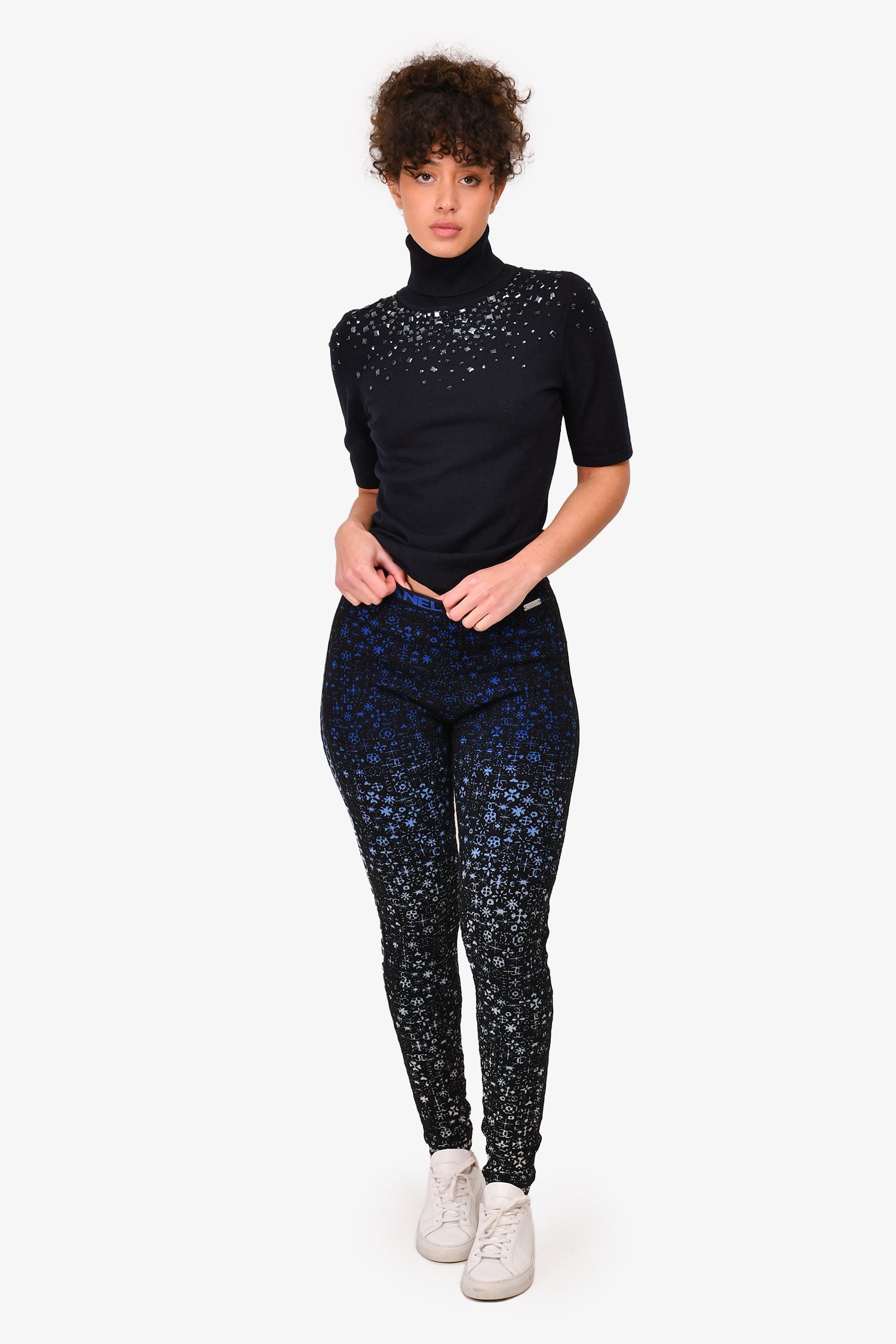 Chanel™ Black/Blue Coco Chanel Leggings Size 40