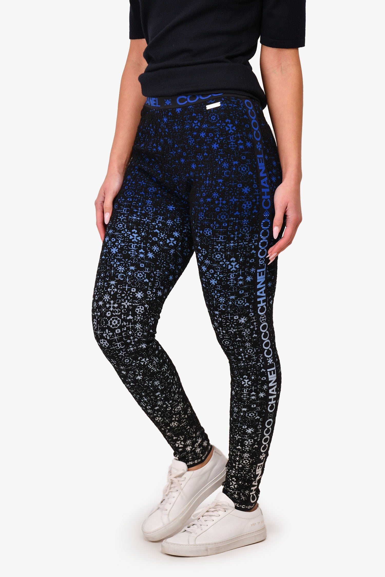 Chanel™ Black/Blue Coco Chanel Leggings Size 40