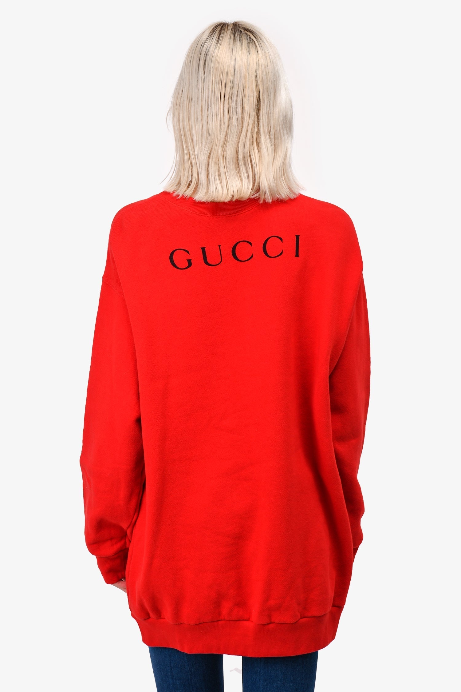 Gucci 2018 Red Sequin Paramount Crewneck Sweatshirt Size L