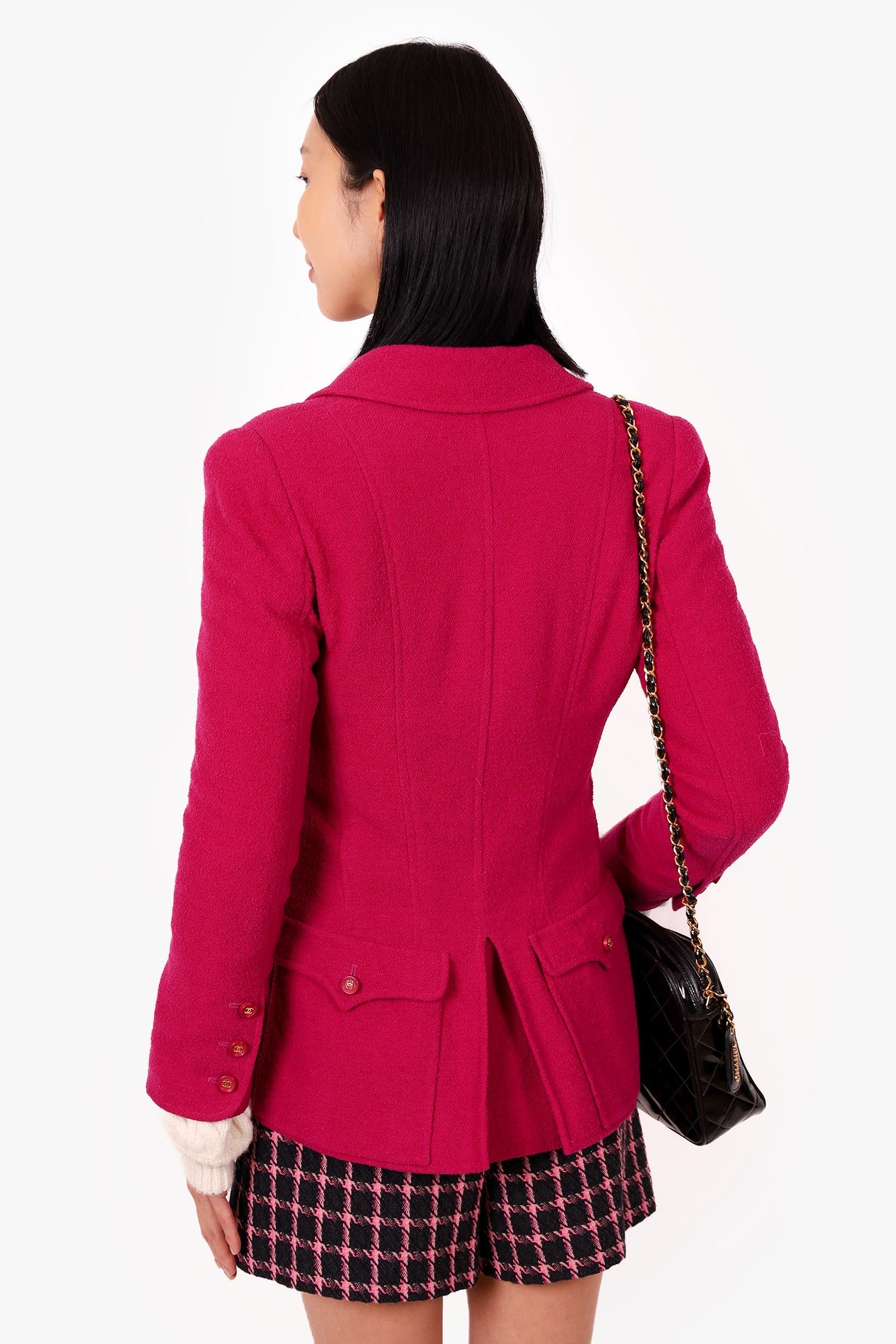 Chanel™ 95B Hot Pink Wool CC Buttons Jacket Size 36