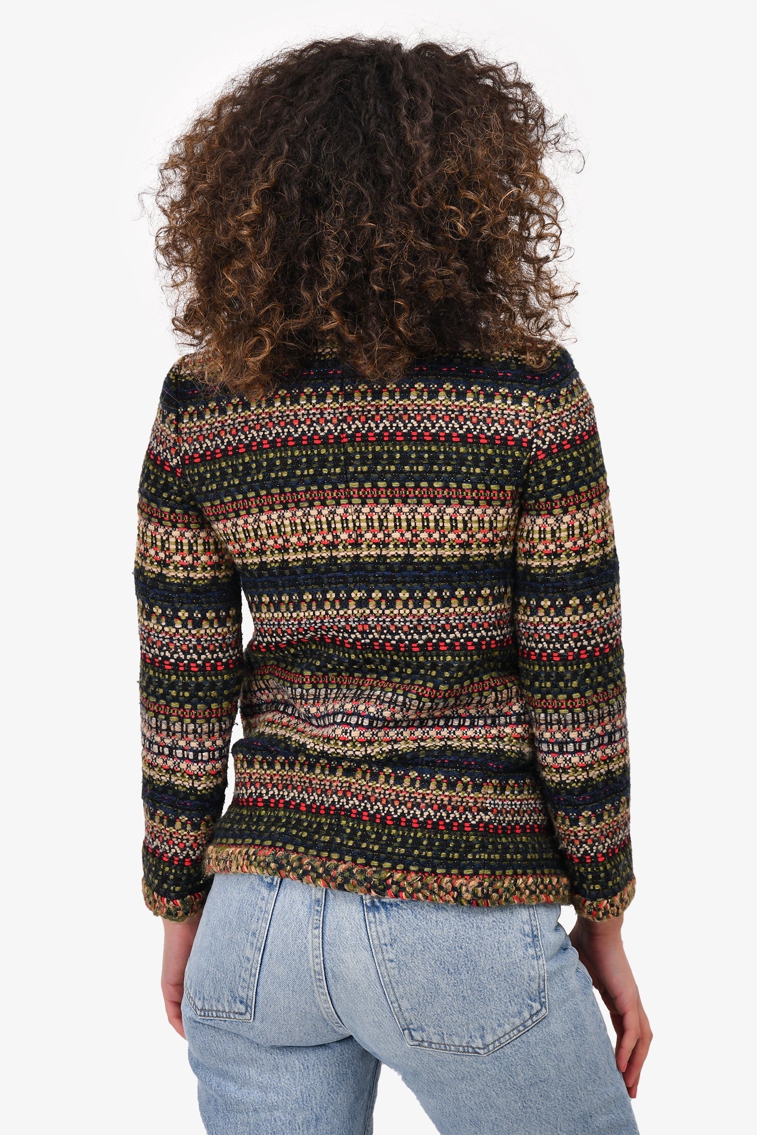 Chanel™ 2018 Multicolour Shoulder Padded Zip Up Tweed Jacket Size 34