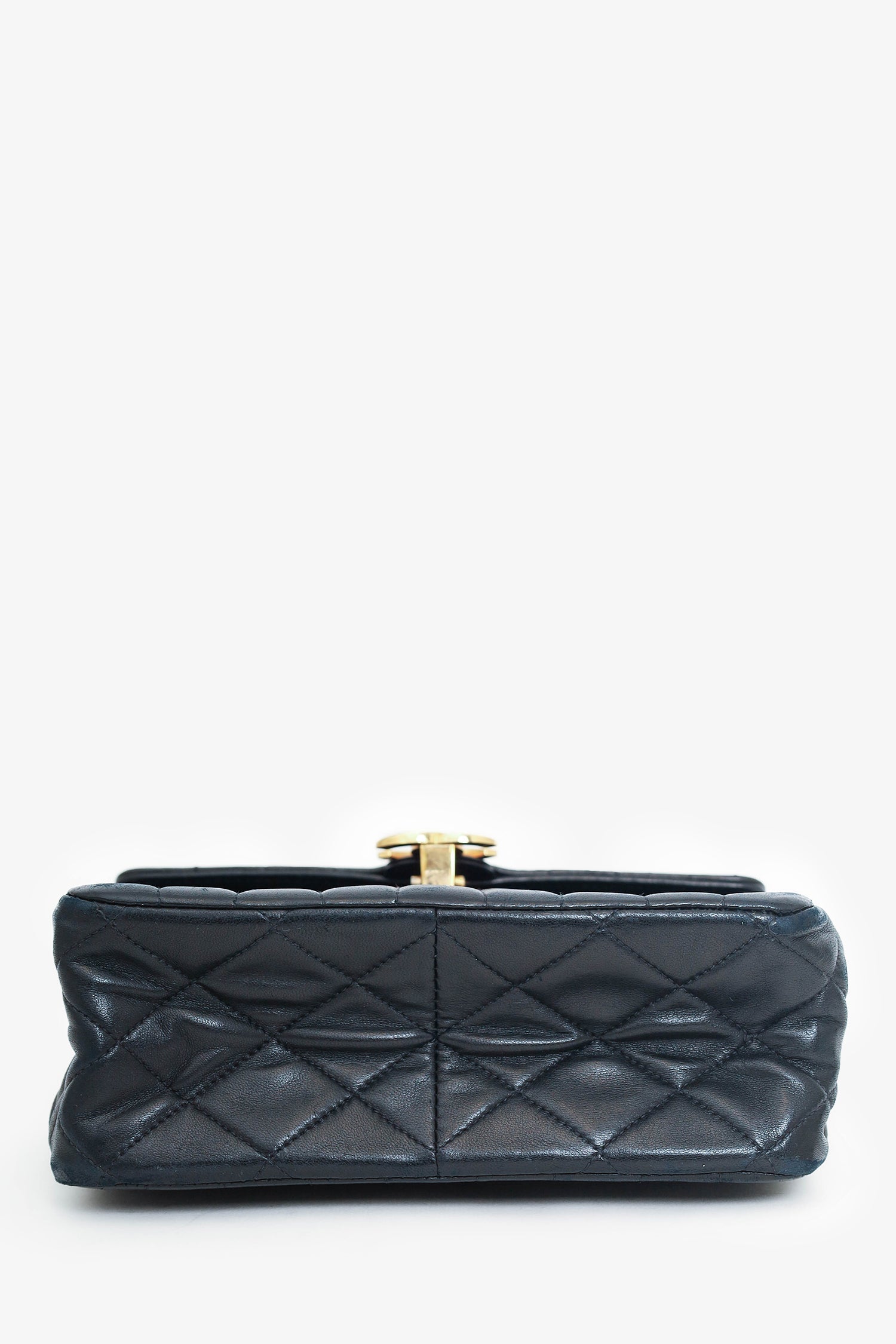 Chanel™ 1991-94 Black Vertical Quilted Lambskin Top Handle Bag