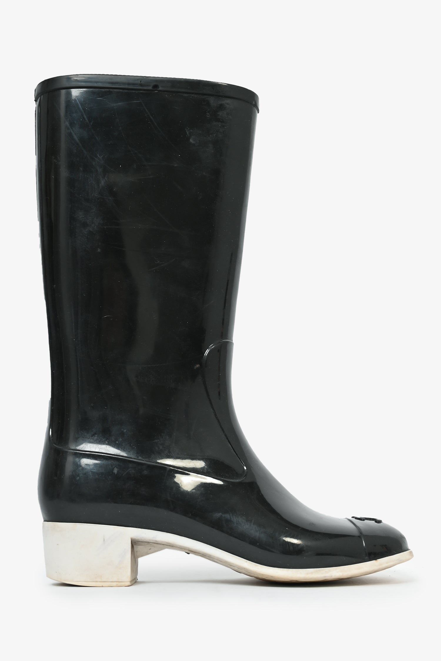 Chanel™ Black Rubber Rain Boots Size 35 (As Is)