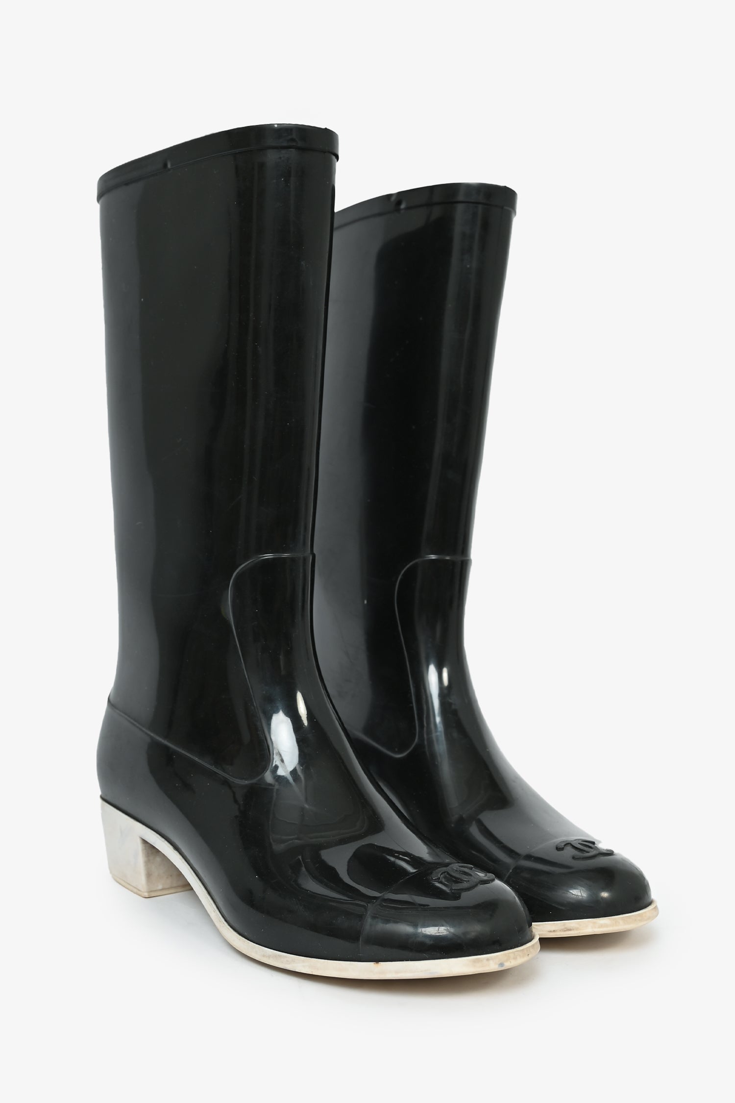 Chanel™ Black Rubber Rain Boots Size 35 (As Is)