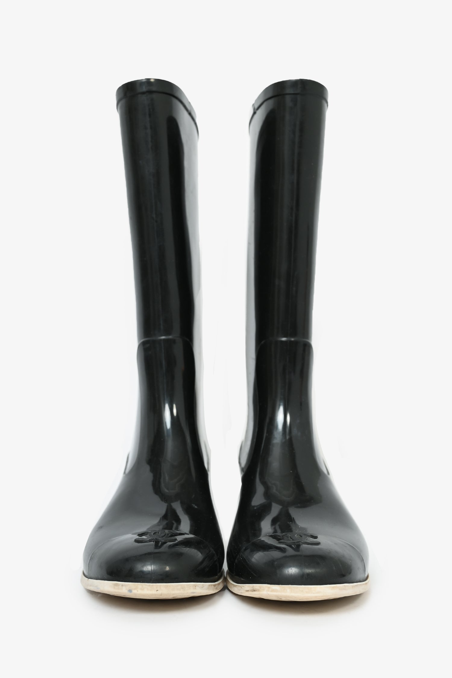 Chanel™ Black Rubber Rain Boots Size 35 (As Is)