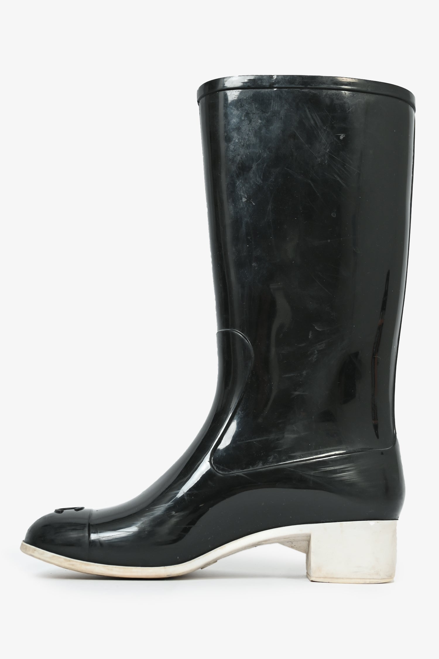 Chanel™ Black Rubber Rain Boots Size 35 (As Is)