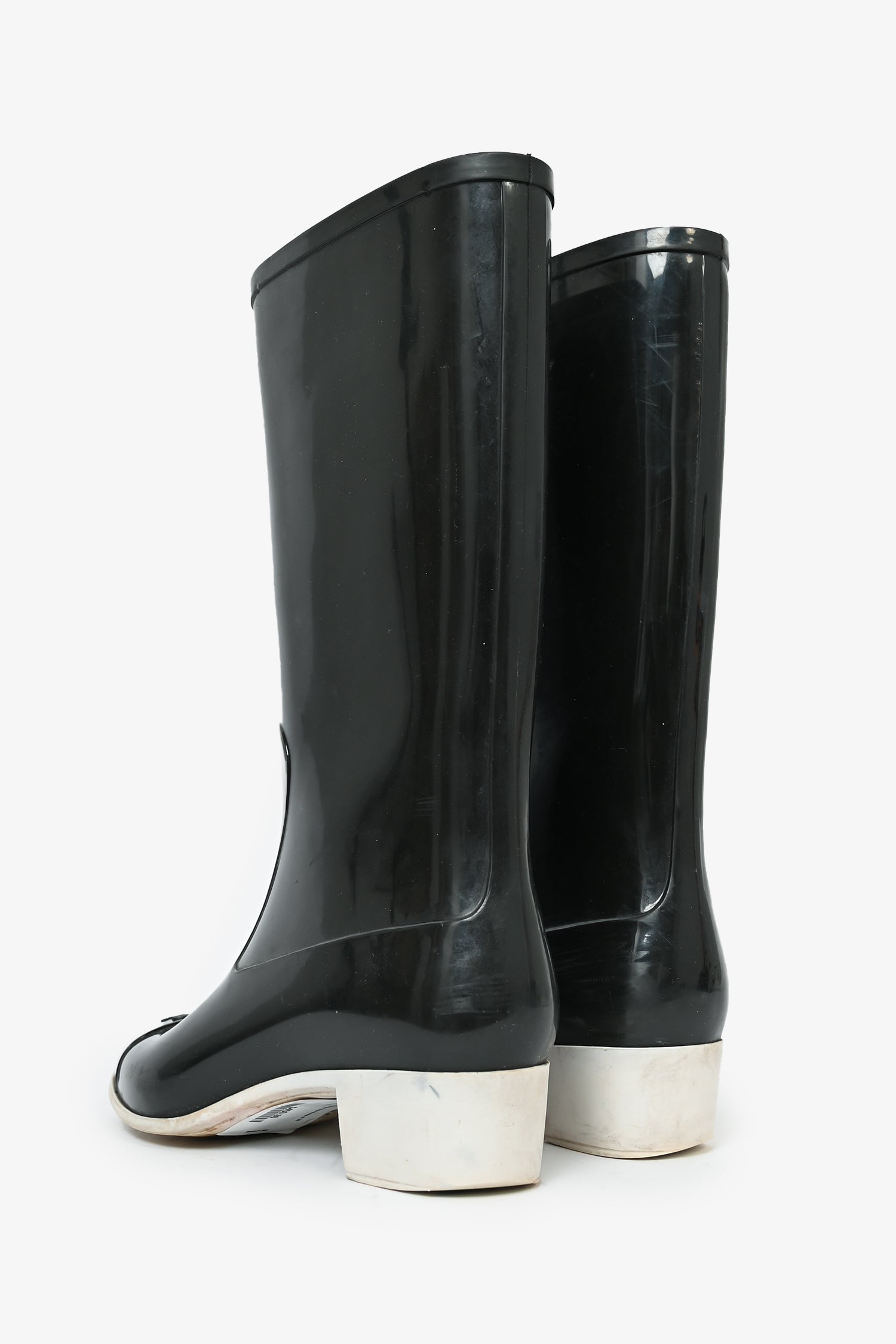 Chanel™ Black Rubber Rain Boots Size 35 (As Is)