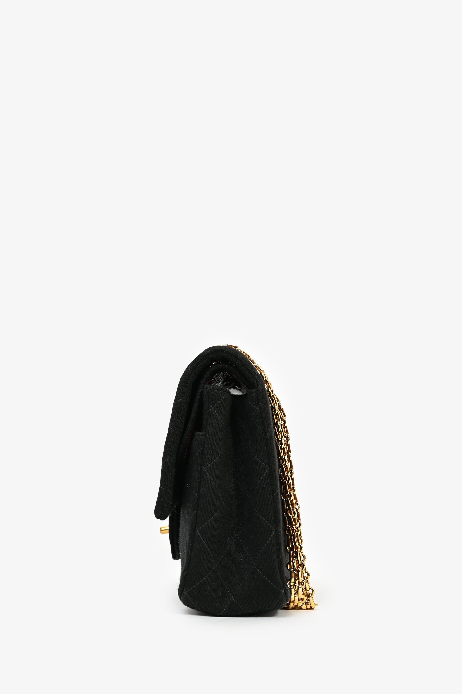 Chanel™ 1994-96 Black Quilted Jersey Medium Double Flap GHW