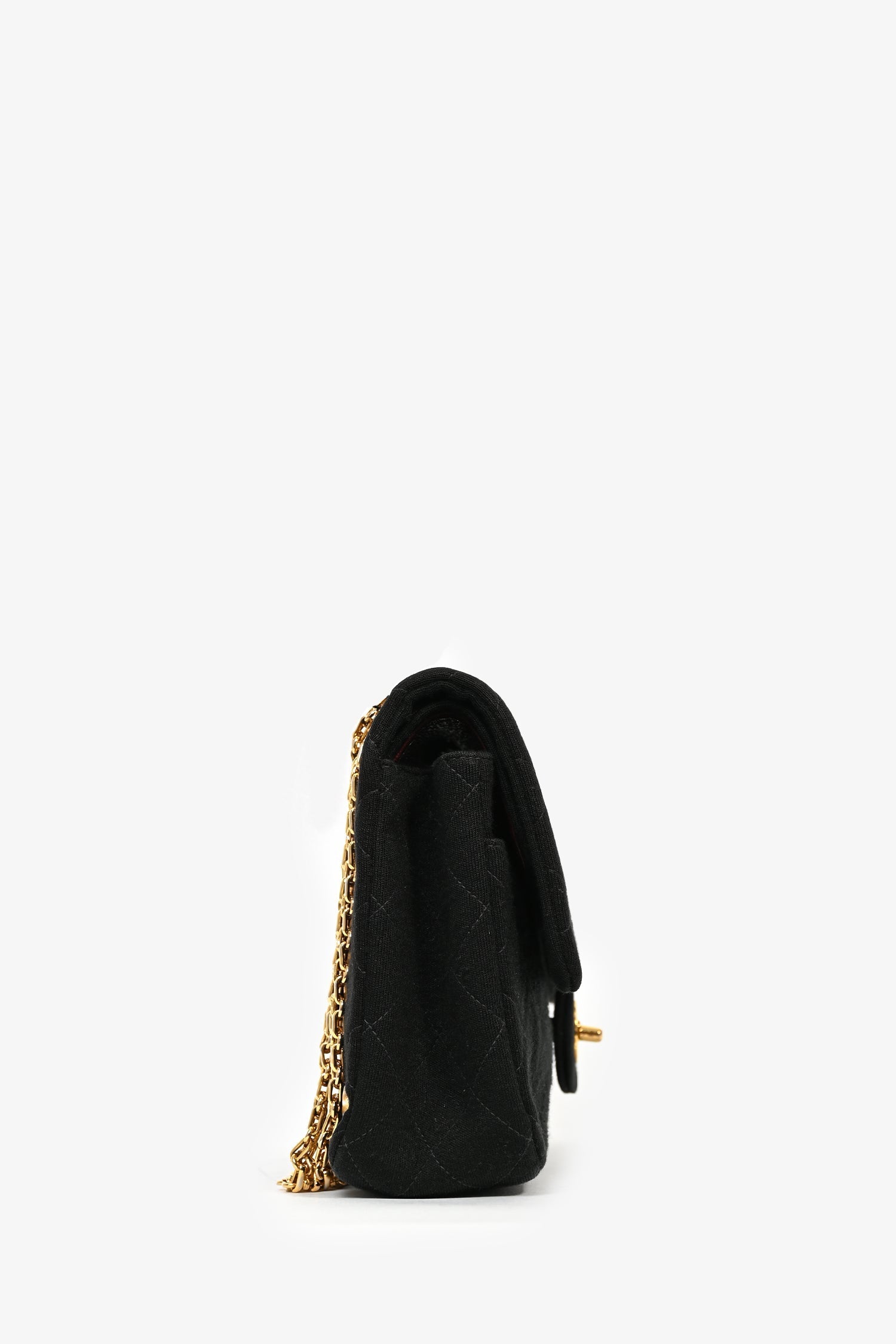 Chanel™ 1994-96 Black Quilted Jersey Medium Double Flap GHW