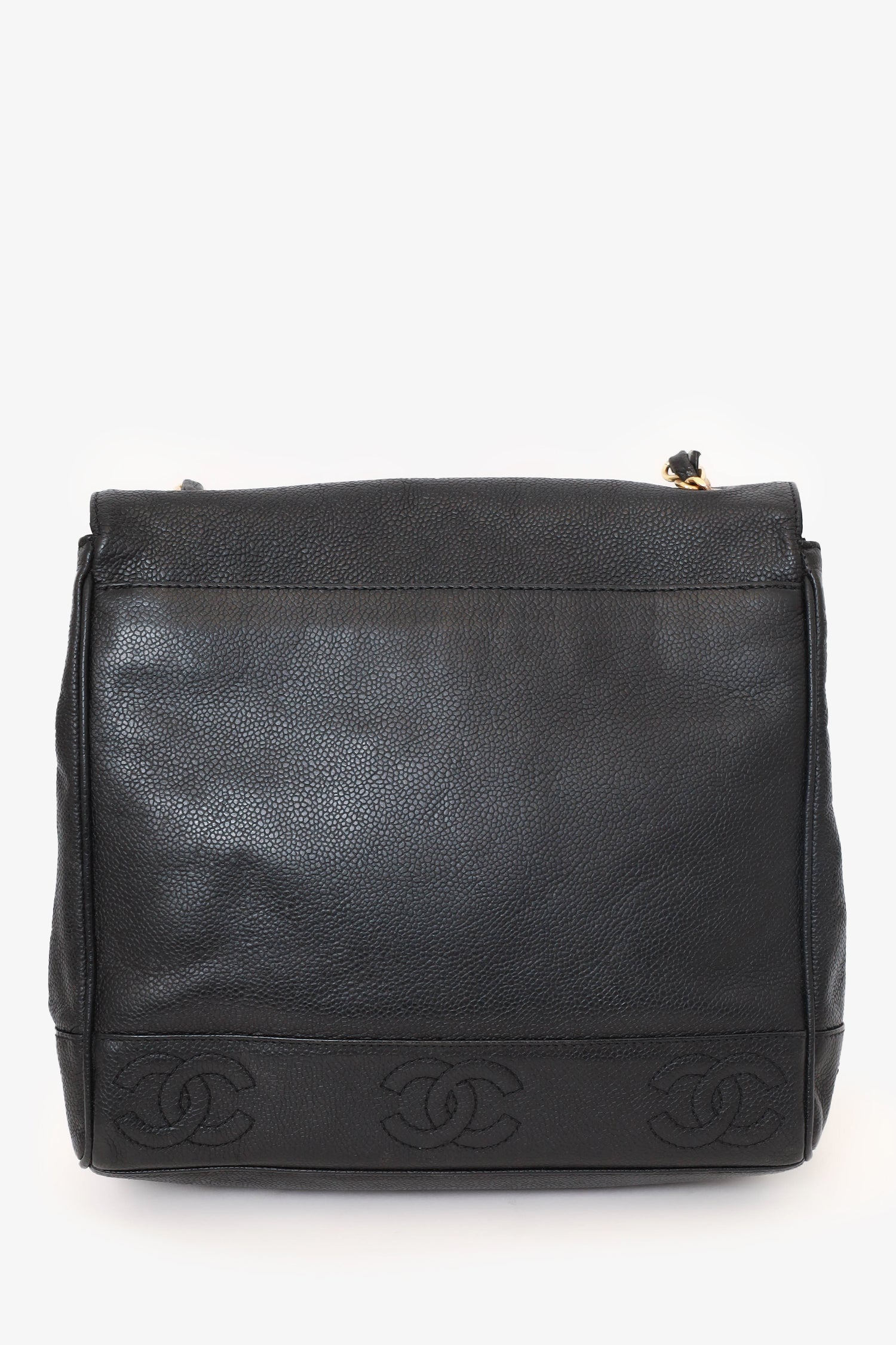 Chanel™ 1996-97 Black Caviar Leather Triple CC Shoulder Bag