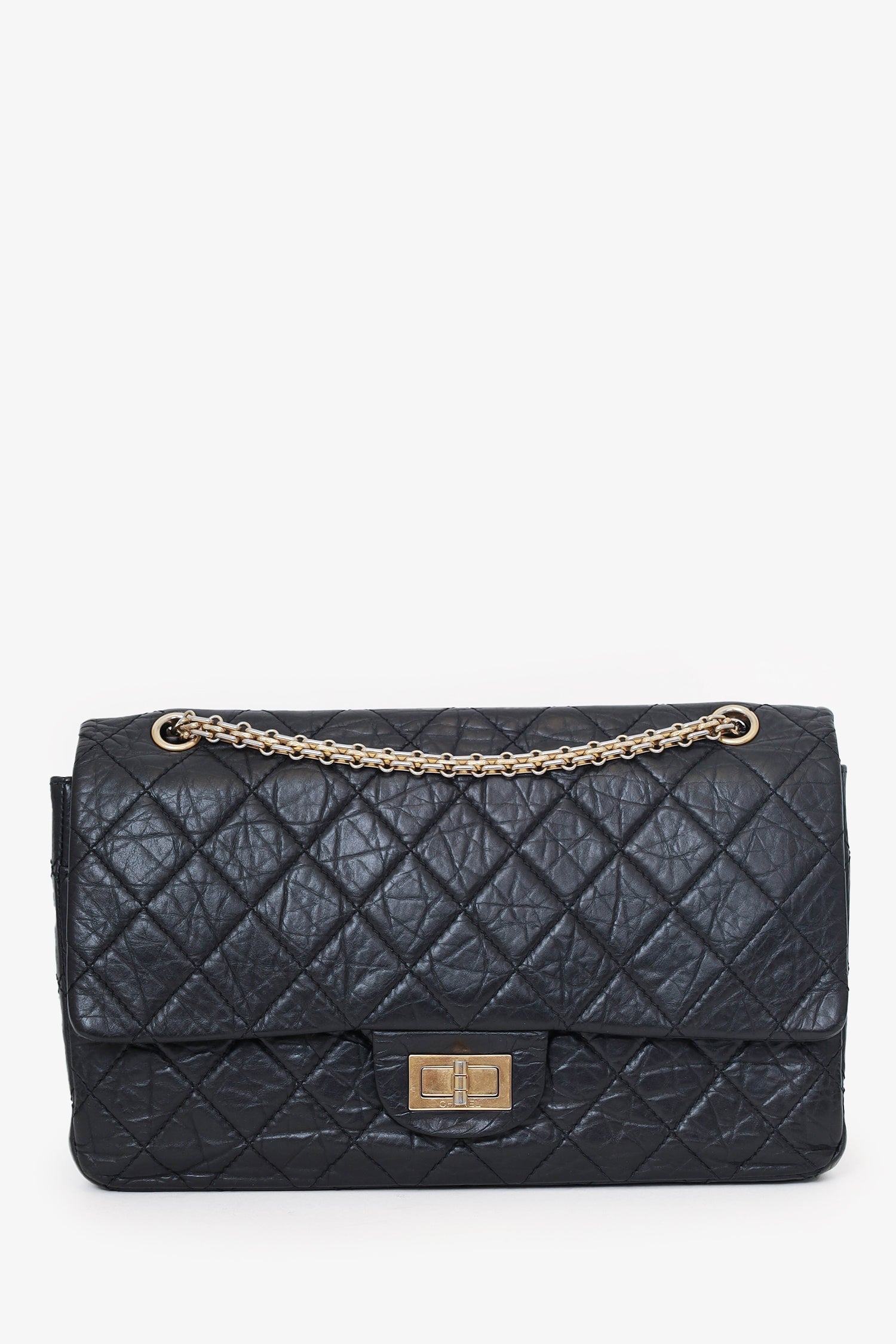 Chanel™ Black Quilted Aged Calfskin Large Reissue 255 Shoulder Bag