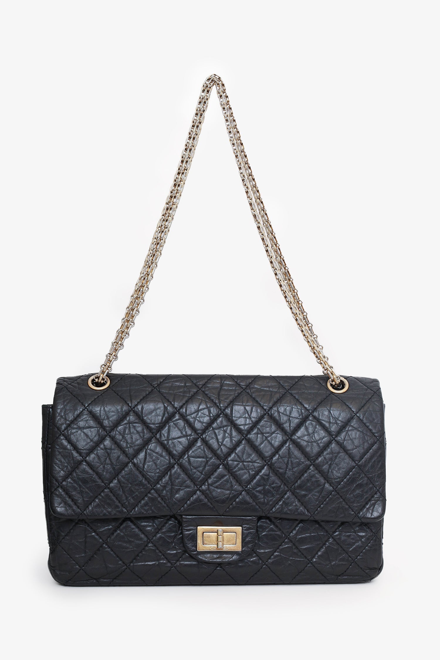Chanel™ Black Quilted Aged Calfskin Large Reissue 255 Shoulder Bag