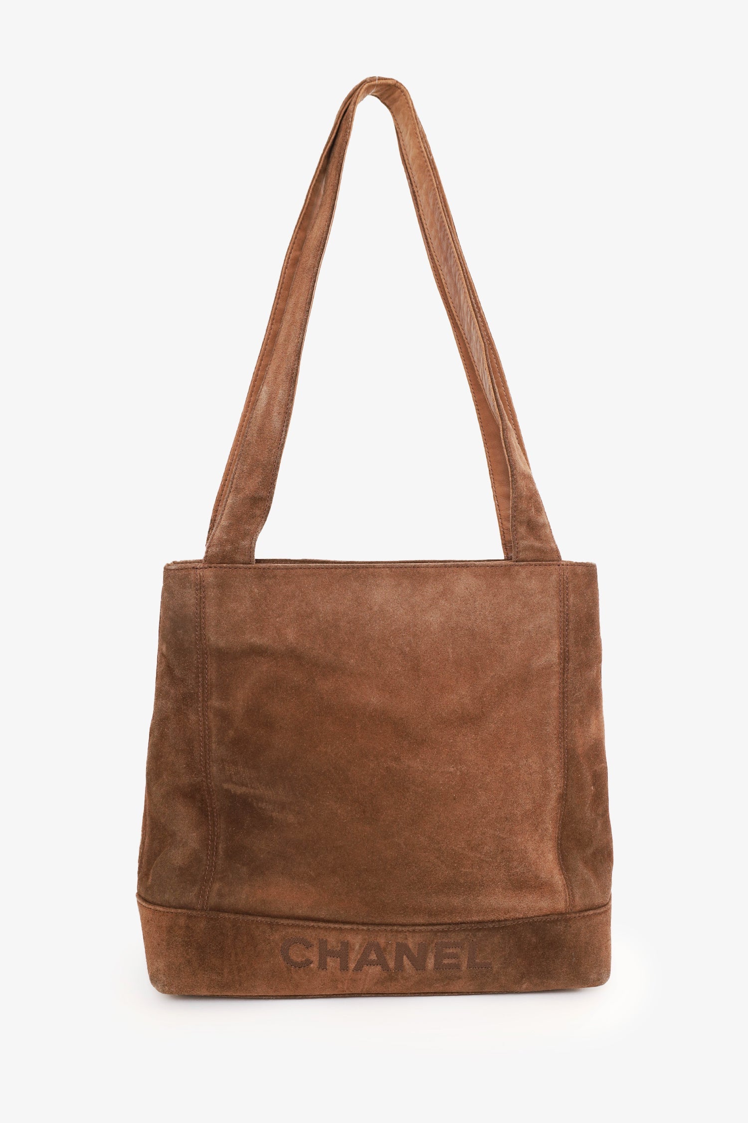 Chanel™ 1997-99 Brown Suede CC Embroidered Tote Bag
