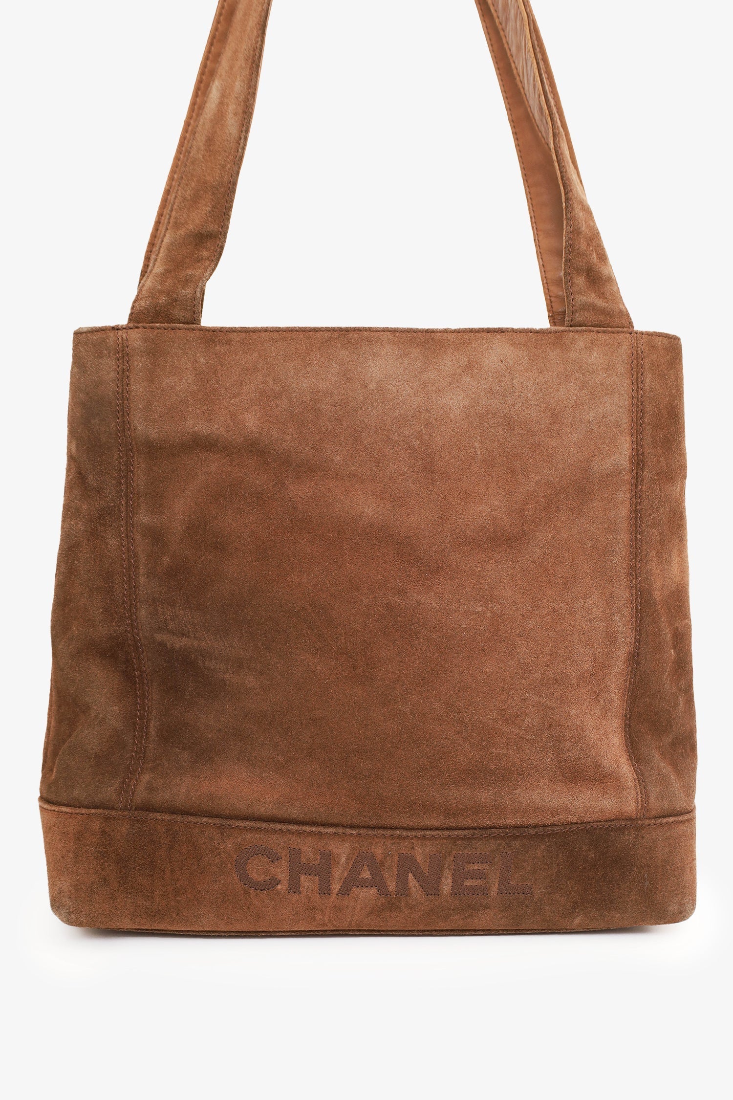 Chanel™ 1997-99 Brown Suede CC Embroidered Tote Bag