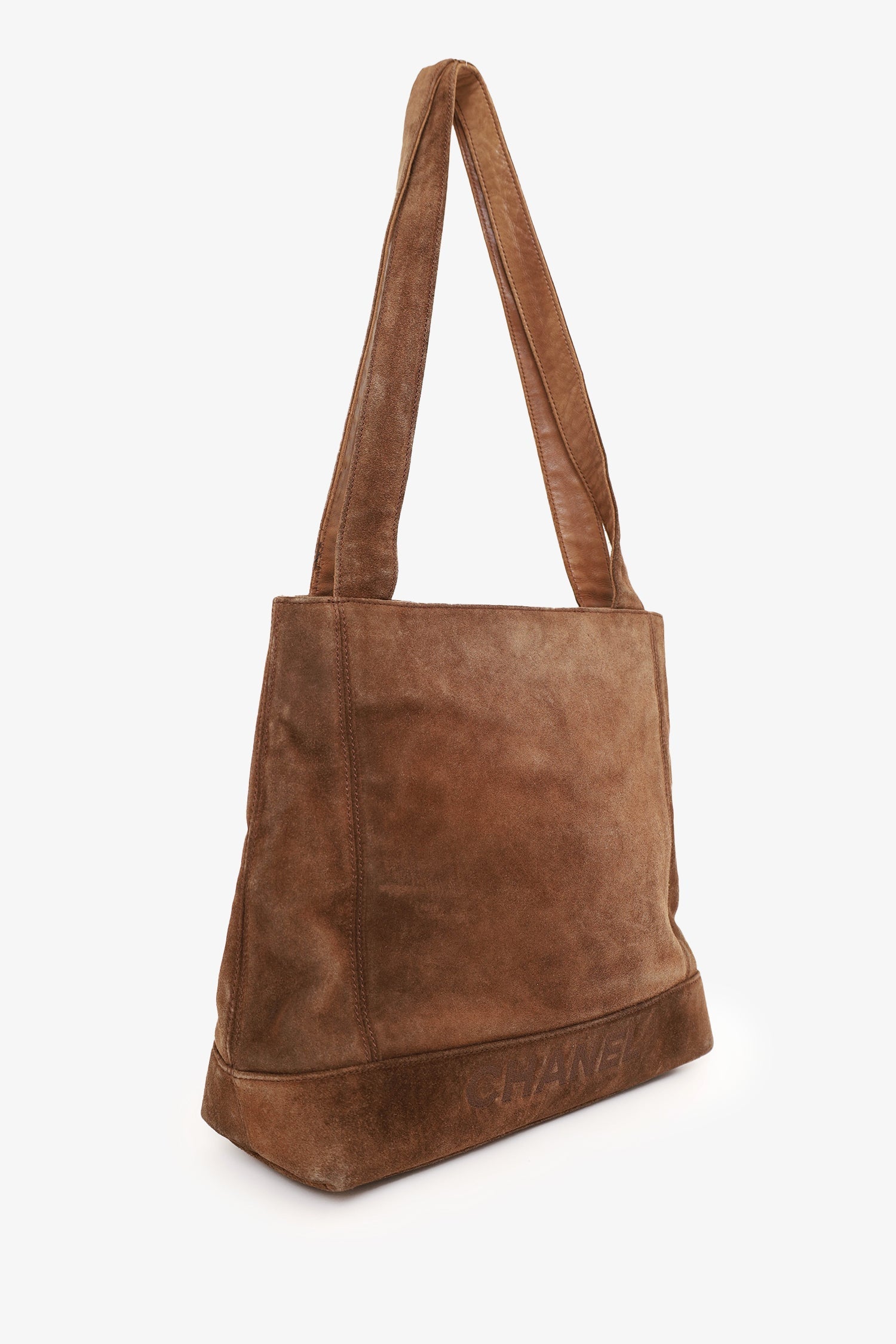 Chanel™ 1997-99 Brown Suede CC Embroidered Tote Bag