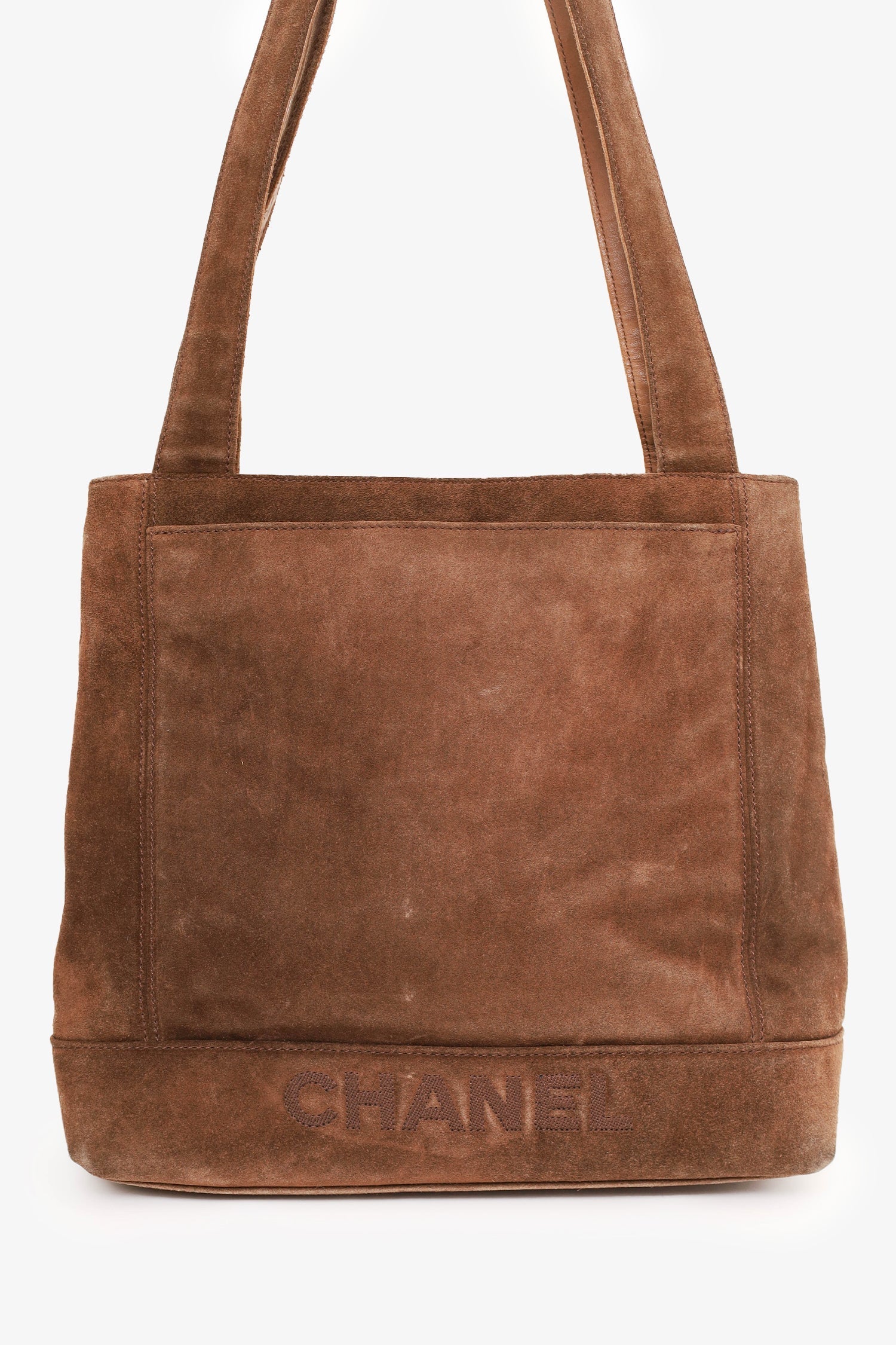 Chanel™ 1997-99 Brown Suede CC Embroidered Tote Bag