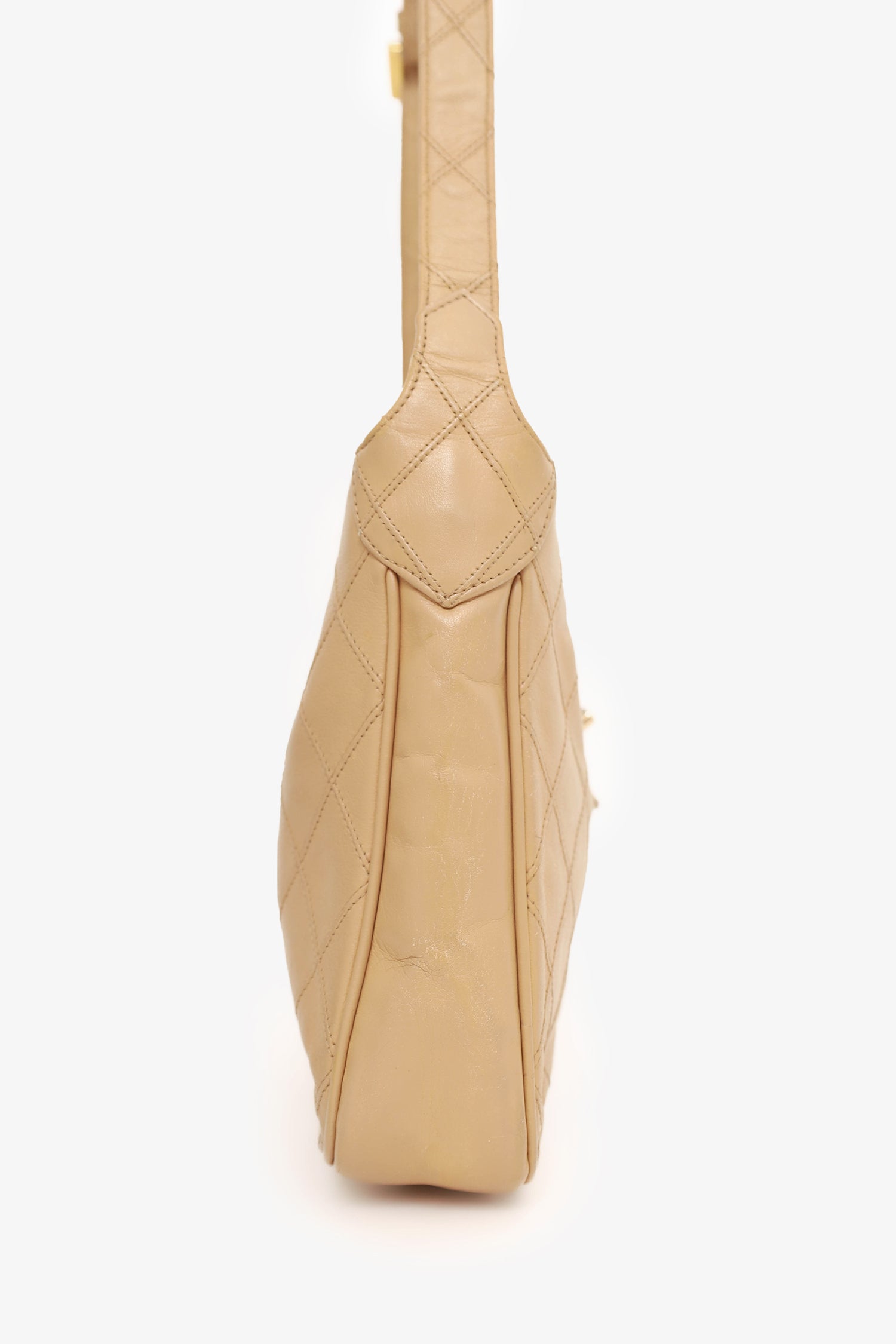 Chanel™ 1986-88 Beige Quilted Lambskin CC Hobo Shoulder Bag with Pouch