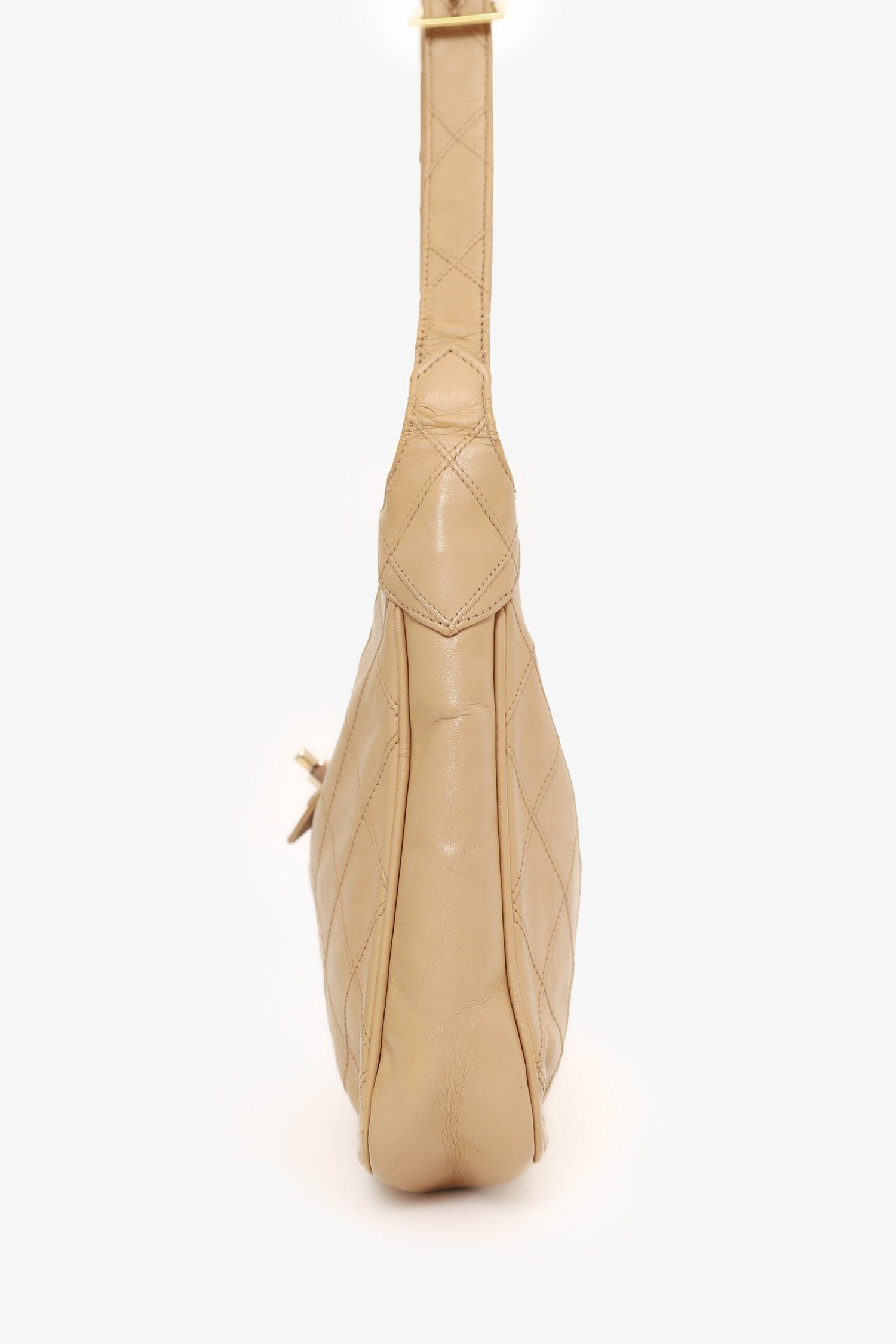 Chanel™ 1986-88 Beige Quilted Lambskin CC Hobo Shoulder Bag with Pouch