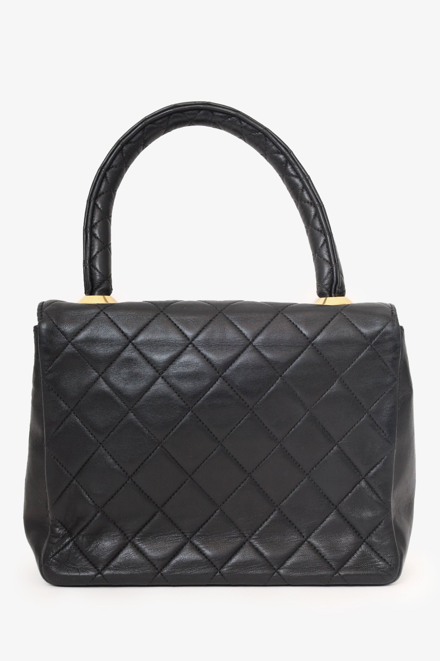 Chanel™ 1991-94 Black Quilted Lambskin Kelly Top Handle Bag