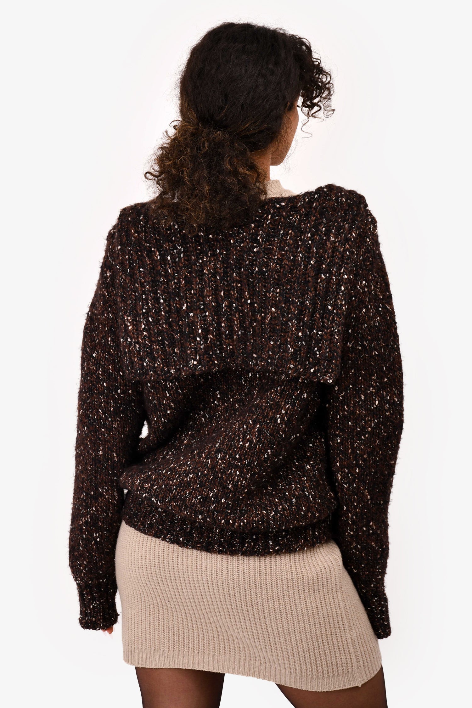 Chanel™ Brown/Black Wool Blend Knit Button Down Sweater Size 38