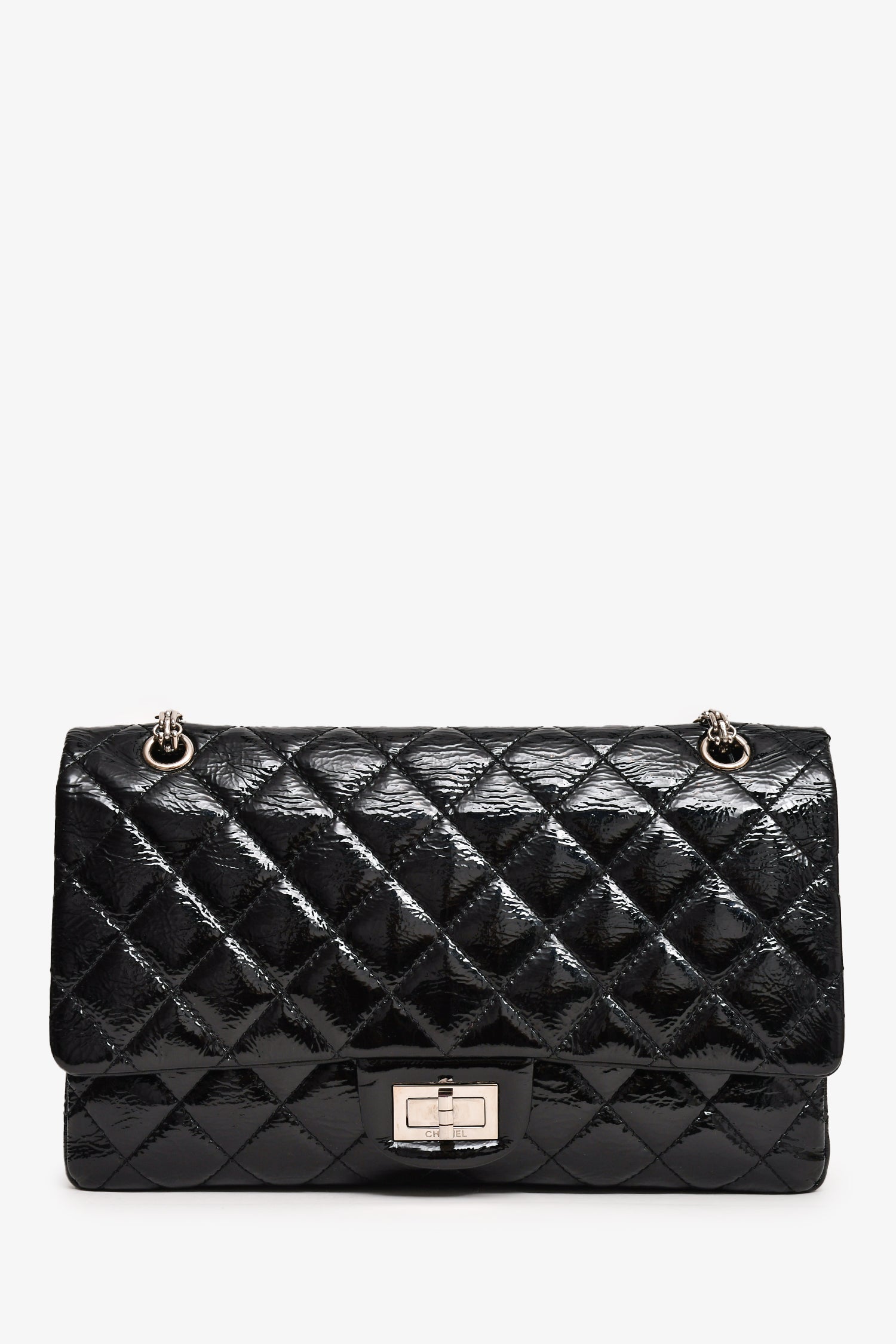 Chanel™ 2010-11 Black Patent Leather 2.55 Large 227 Flap Bag SHW