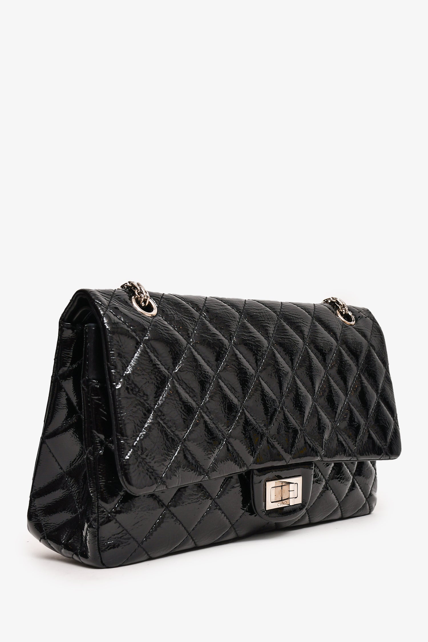 Chanel™ 2010-11 Black Patent Leather 2.55 Large 227 Flap Bag SHW