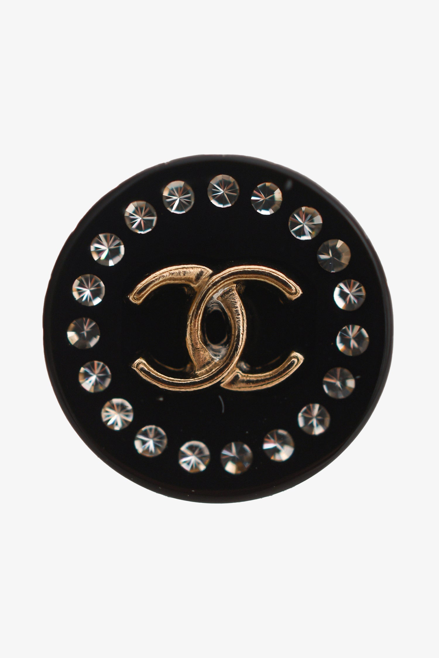 Chanel™ 2020 Black Acrylic Crystal Embellished CC Ear Studs