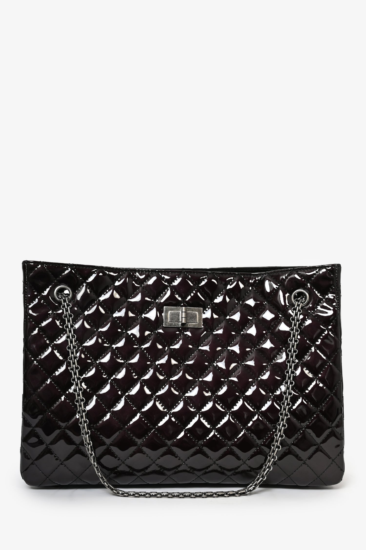 Chanel™ 2011/12 Dark Purple Patent Quilted Leather 2.55 Reissue Tote Bag