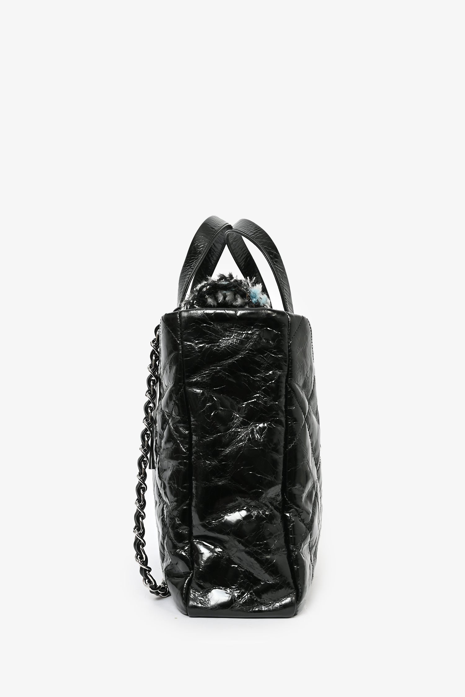 Chanel™ 2010/11 Black Glossy Calfskin Leather/Tweed Portobello Tote Bag
