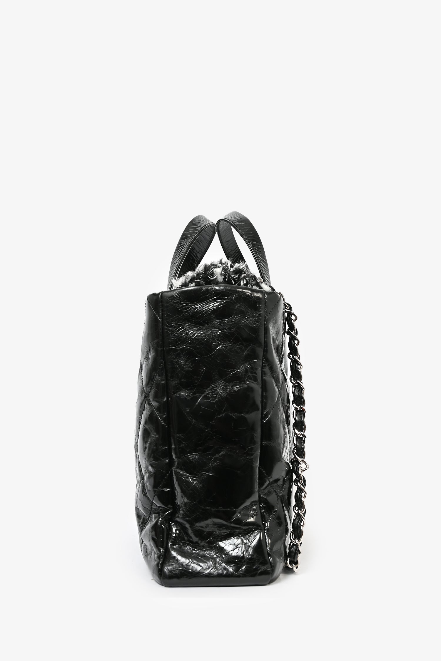 Chanel™ 2010/11 Black Glossy Calfskin Leather/Tweed Portobello Tote Bag