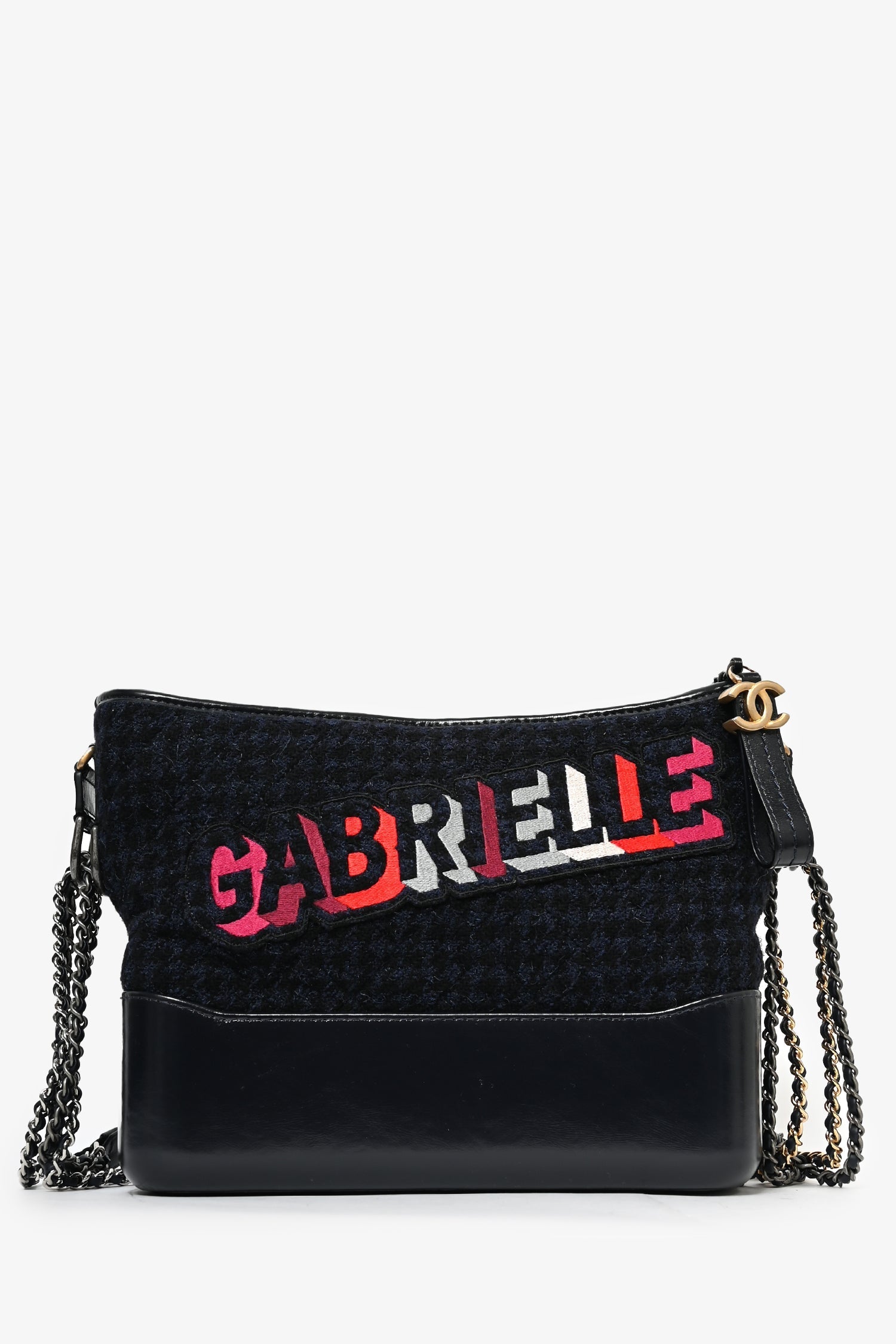 Chanel™ 2017 Navy/Black Tweed Hobo Large Gabrielle Crossbody Bag