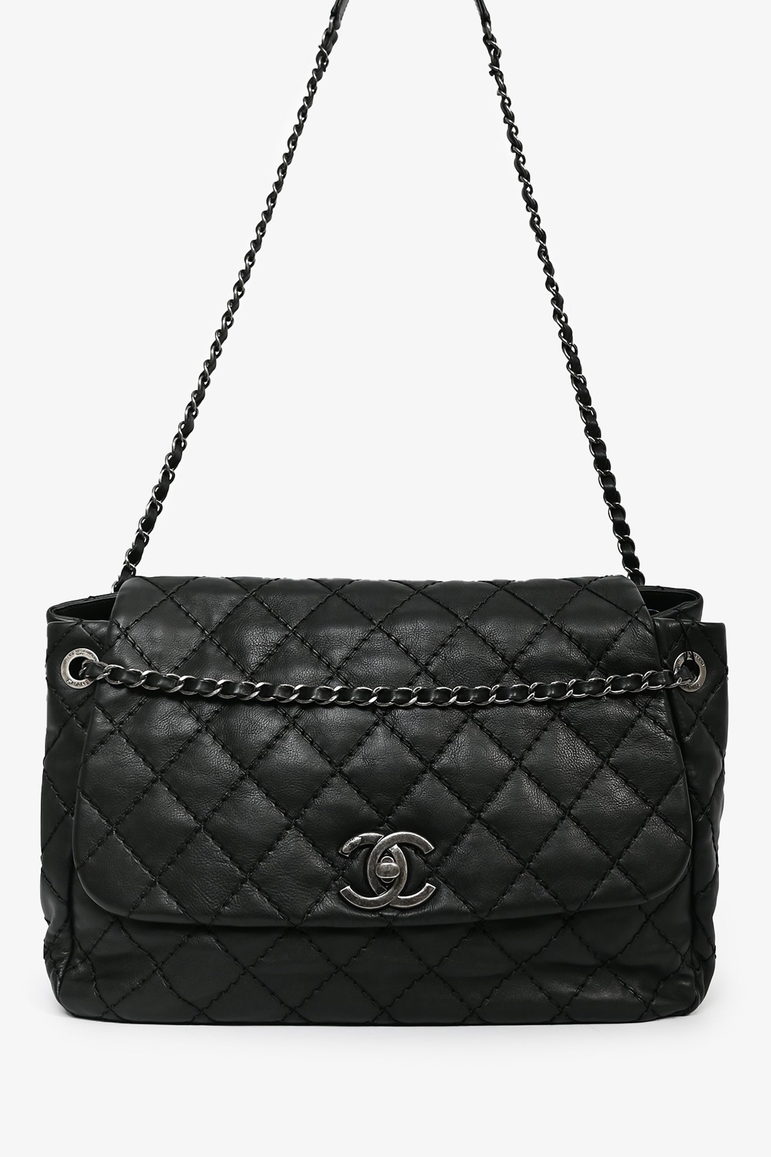 Chanel™ 2012-13 Black Quilted Calfskin Leather CC Flap Shoulder Bag