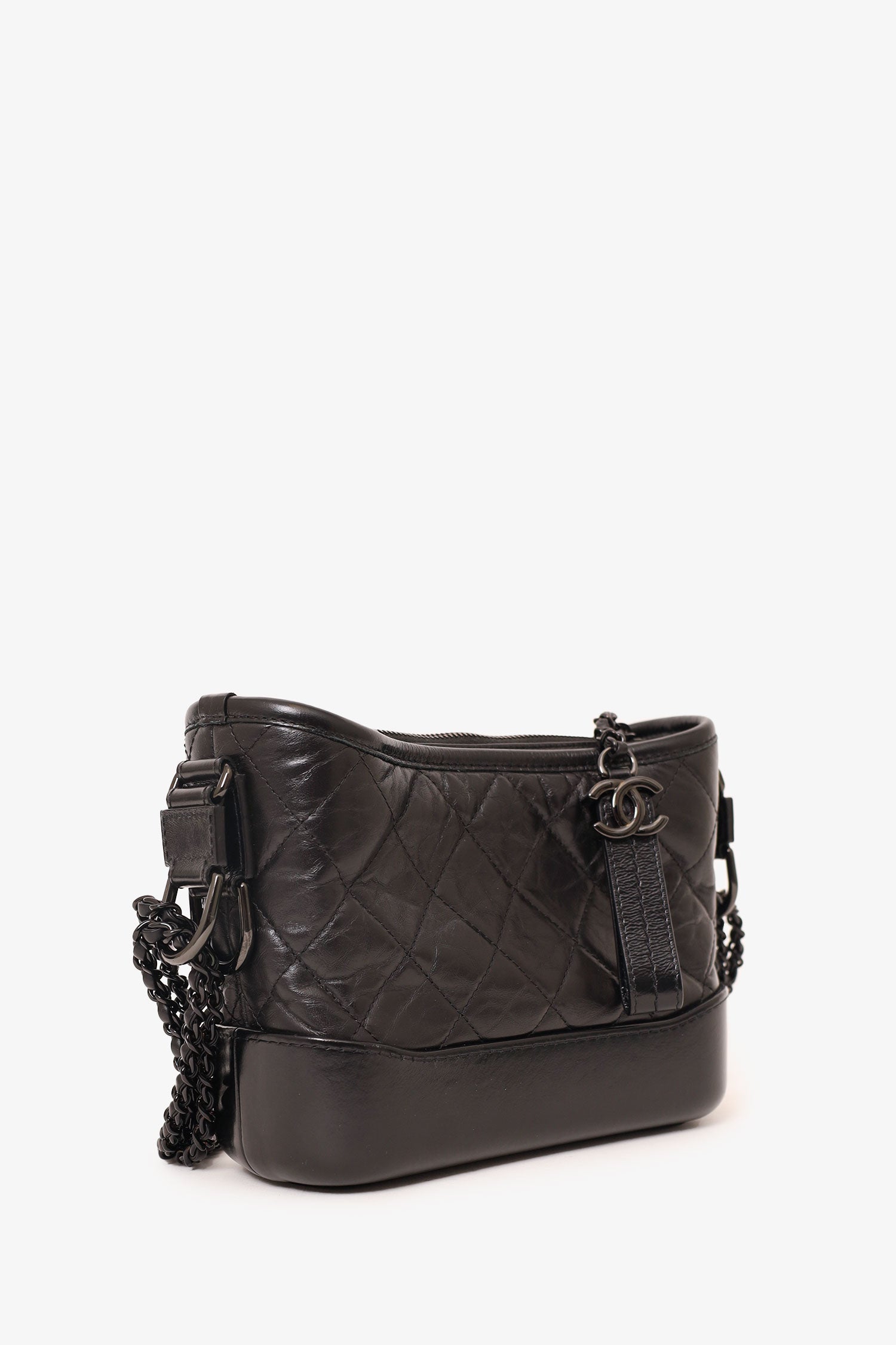 Chanel™ 2019 So Black Quilted Leather Small Gabrielle Crossbody Bag