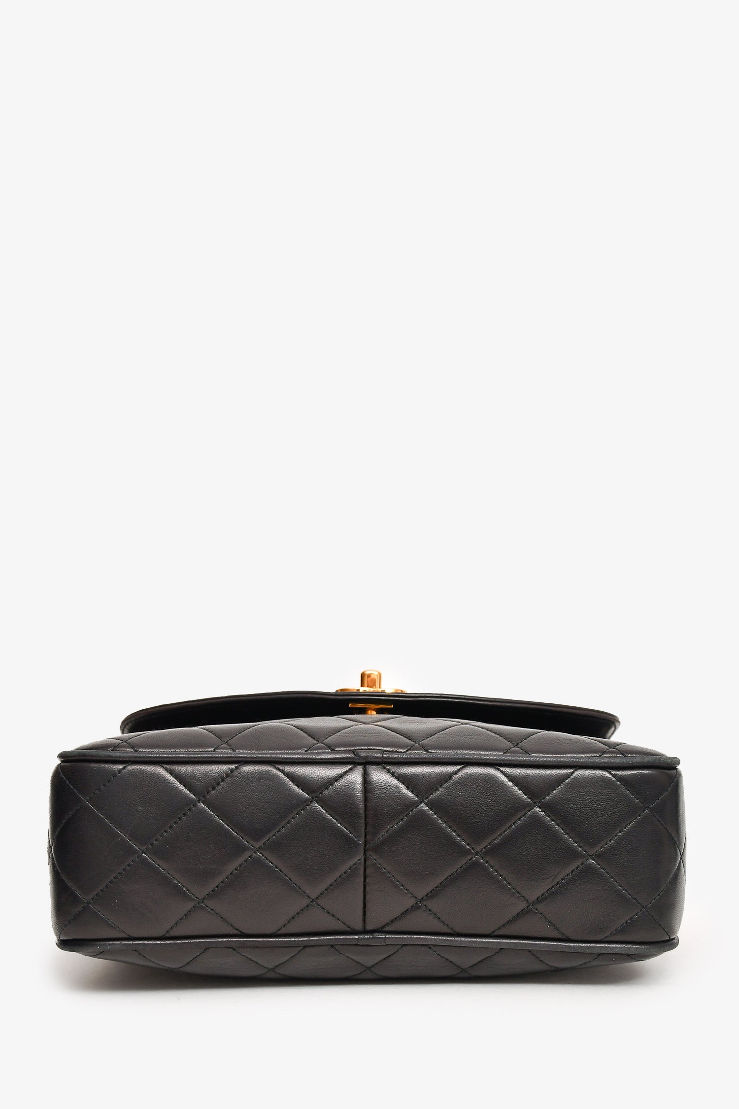 Chanel™ 1991-4 Black Leather Quilted Turn Lock Camera Crossbody