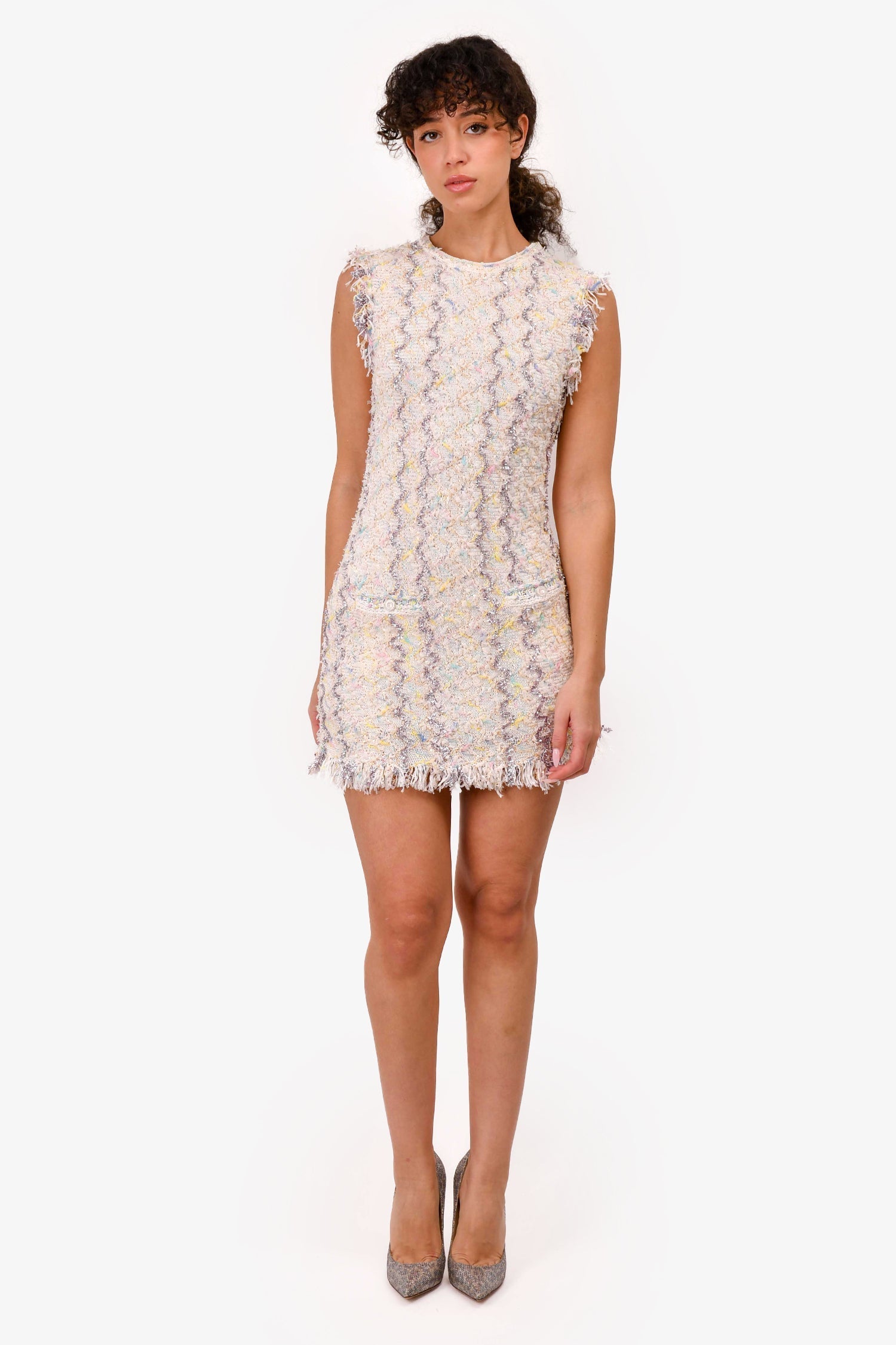 Chanel™ 2020 Spring White Tweed Sleeveless Mini Dress Size 36