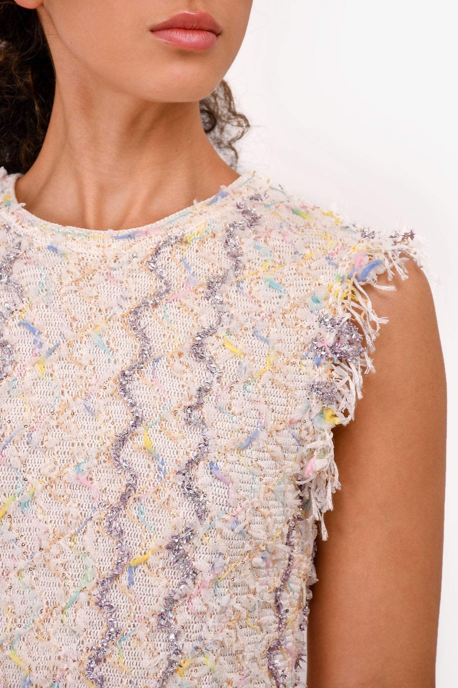 Chanel™ 2020 Spring White Tweed Sleeveless Mini Dress Size 36