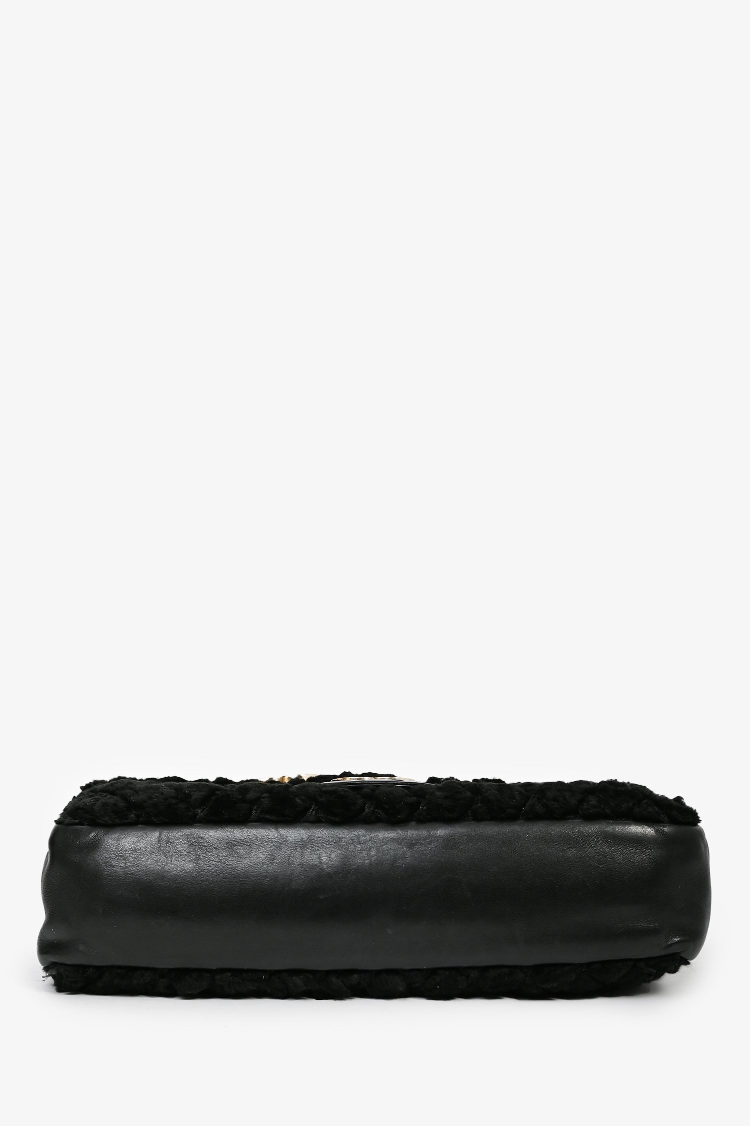Chanel™ 2008/09 Black Rabbit Fur/Calfskin Leather Flap Bag