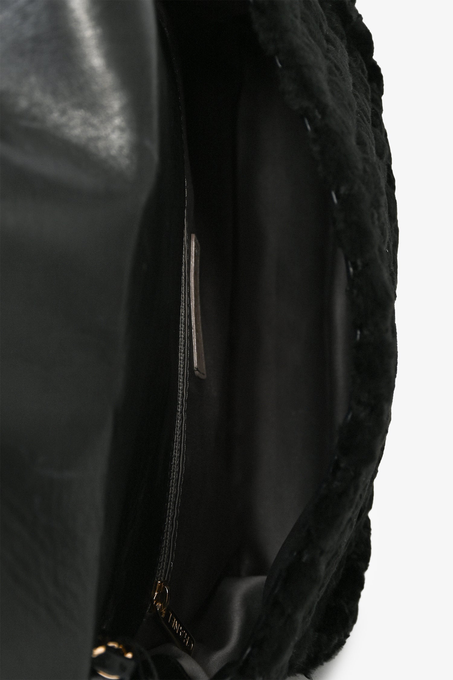 Chanel™ 2008/09 Black Rabbit Fur/Calfskin Leather Flap Bag
