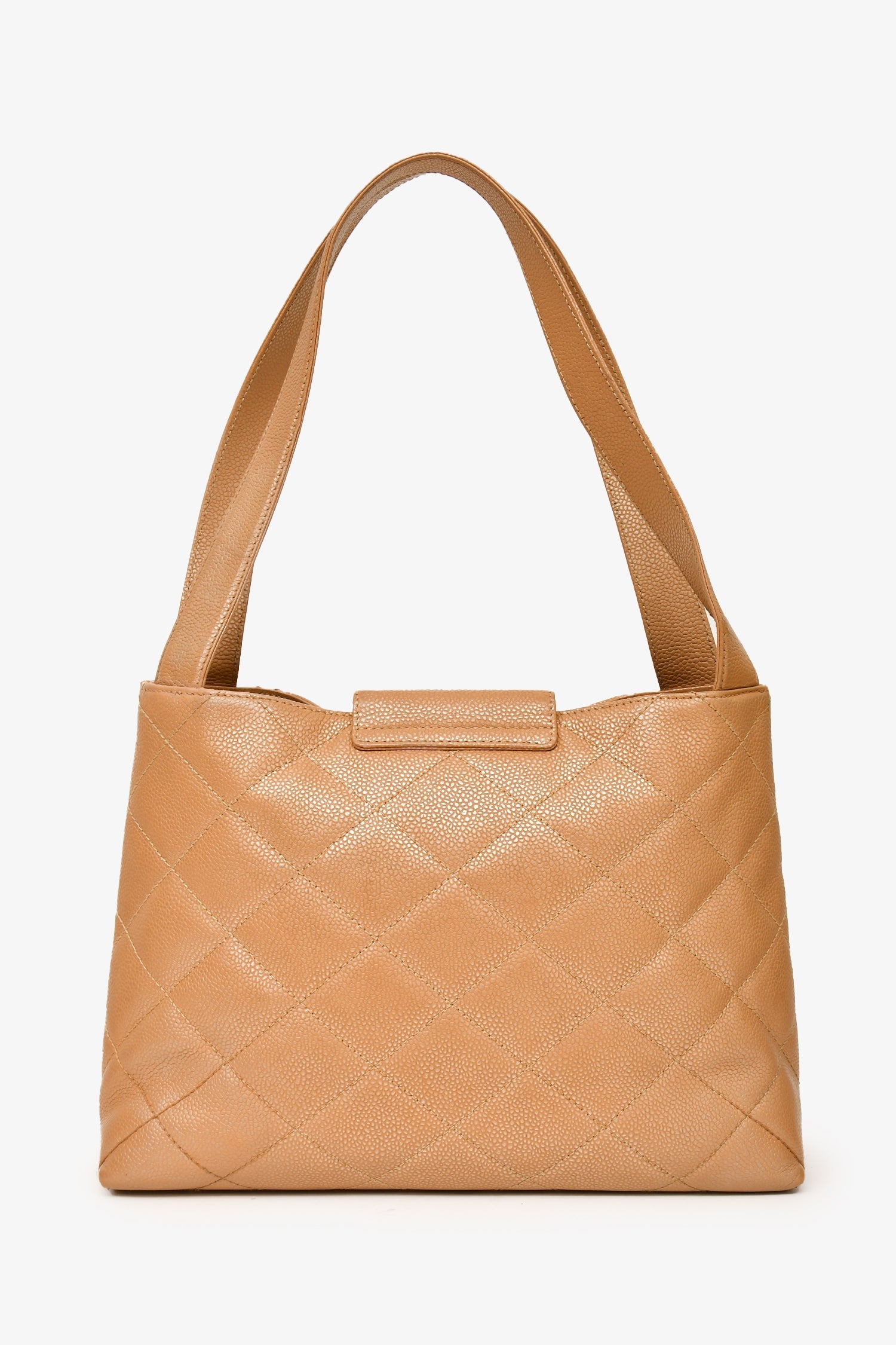 Chanel™ 2000-02 Beige Caviar Leather Coco Mark Shoulder Bag