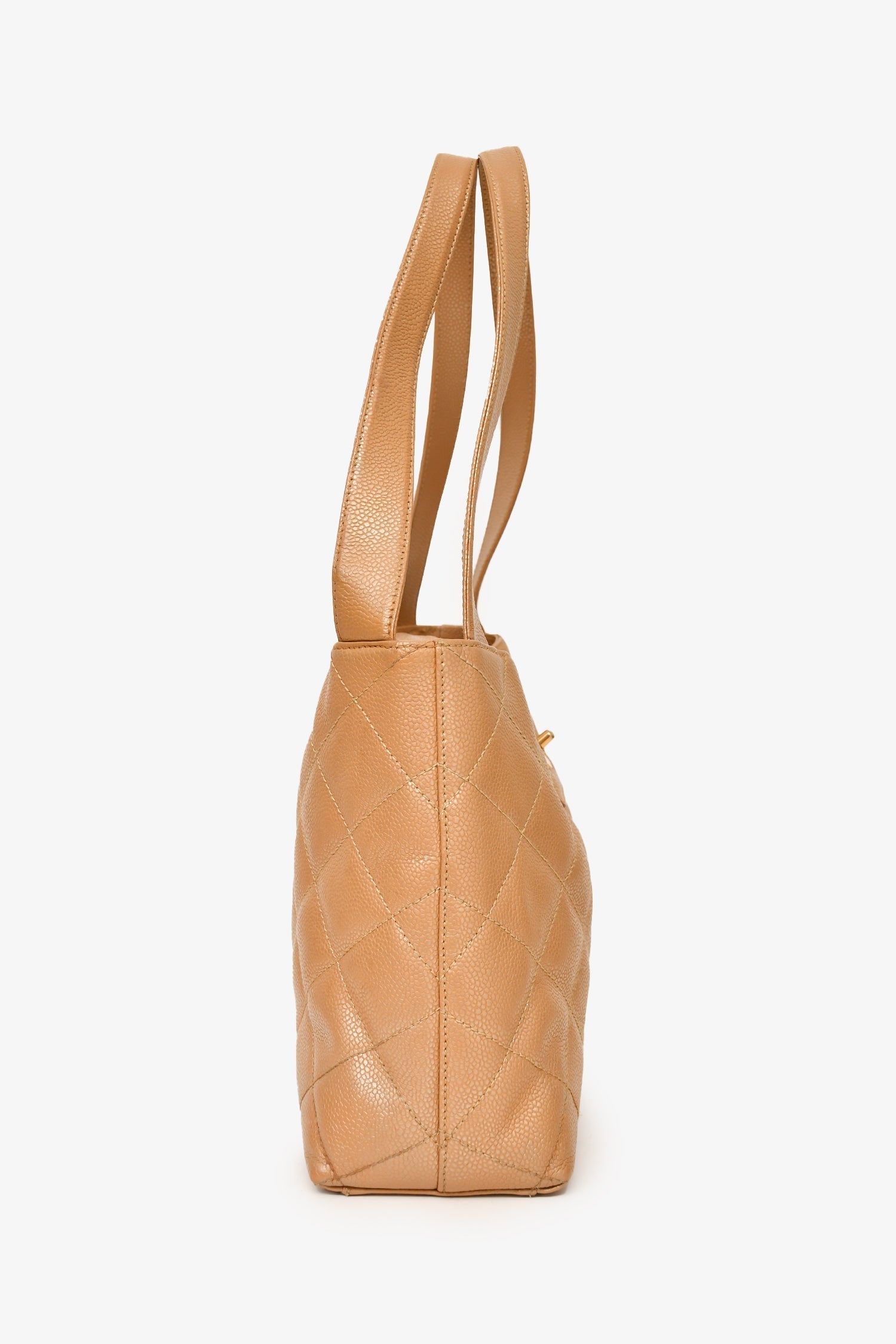 Chanel™ 2000-02 Beige Caviar Leather Coco Mark Shoulder Bag